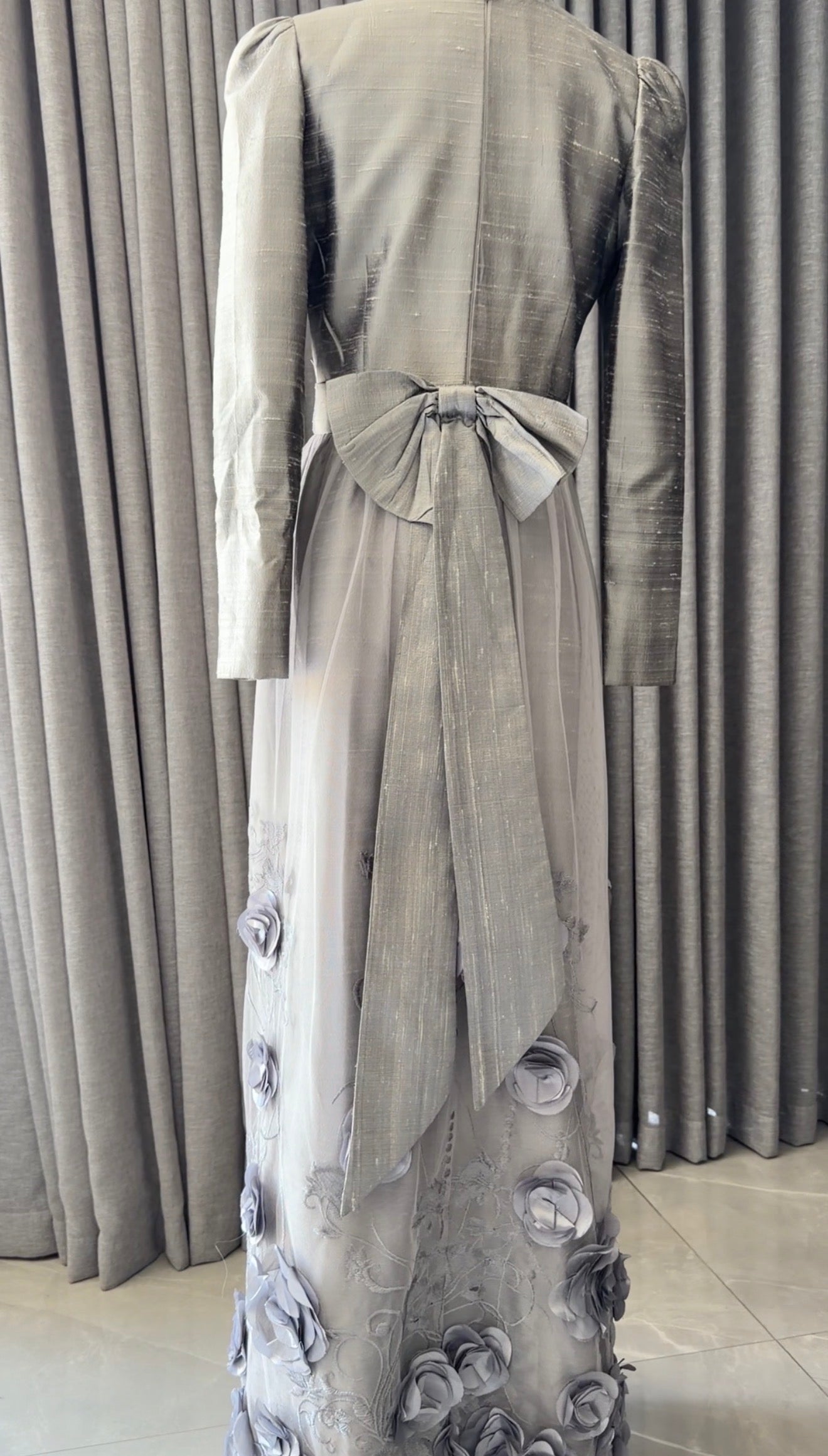 Silver floral lace dress