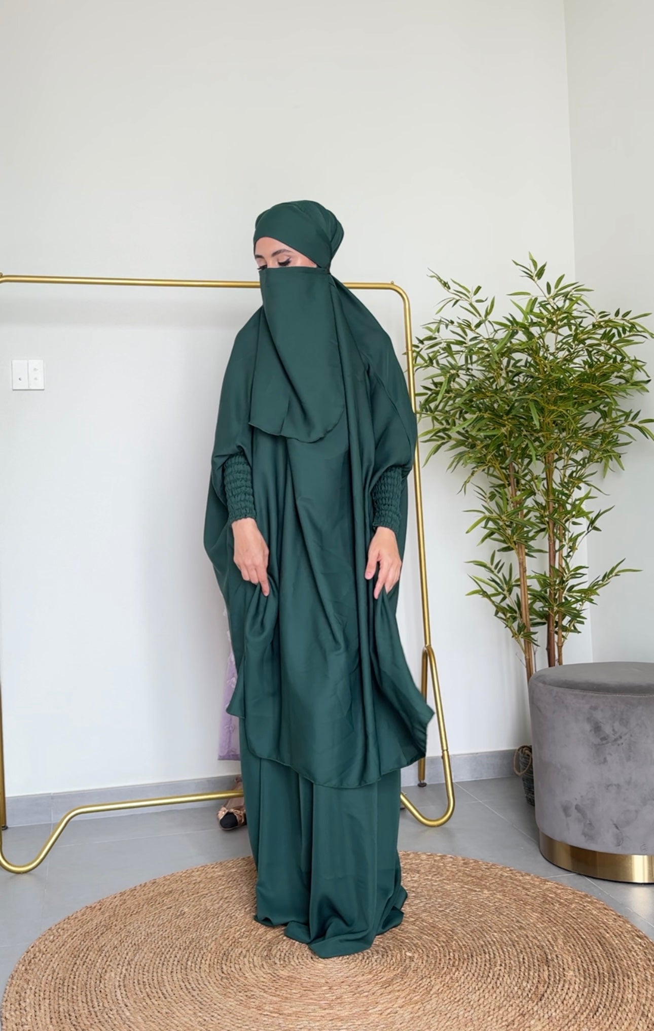 3 piece Emerald Green Jilbab/Khimar with Nikab