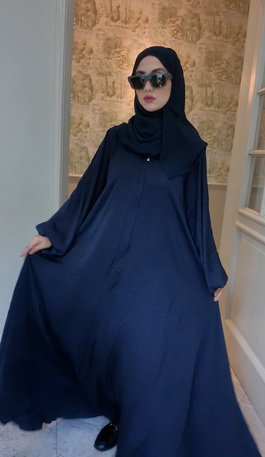 Dark Navy flow Abayah with attached hijab