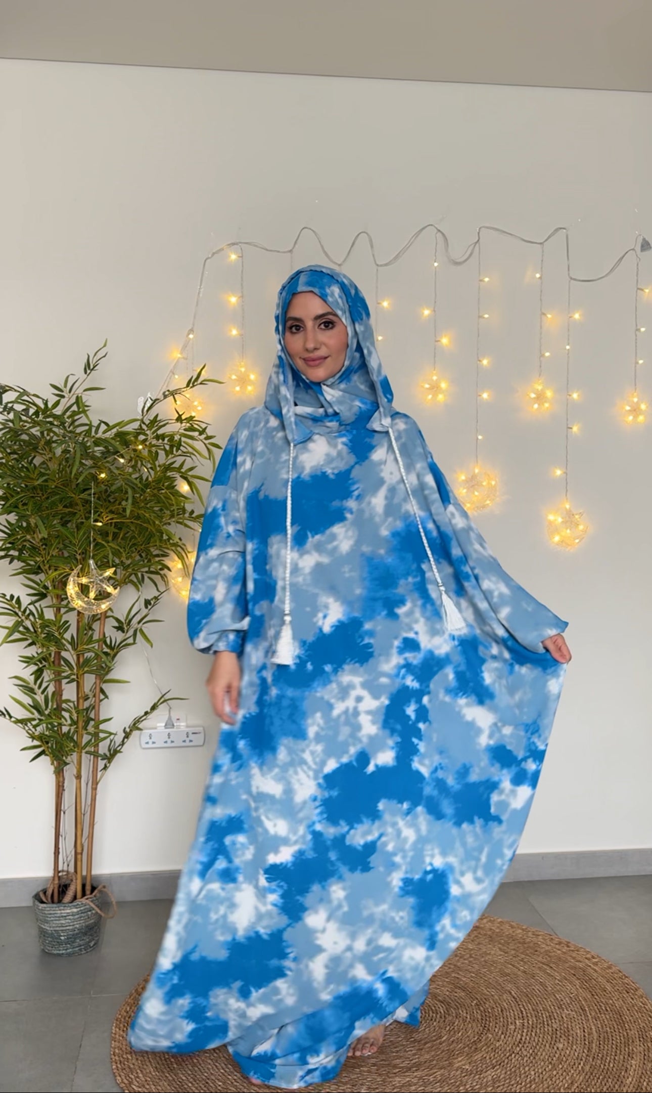 Light blue cloud burqa