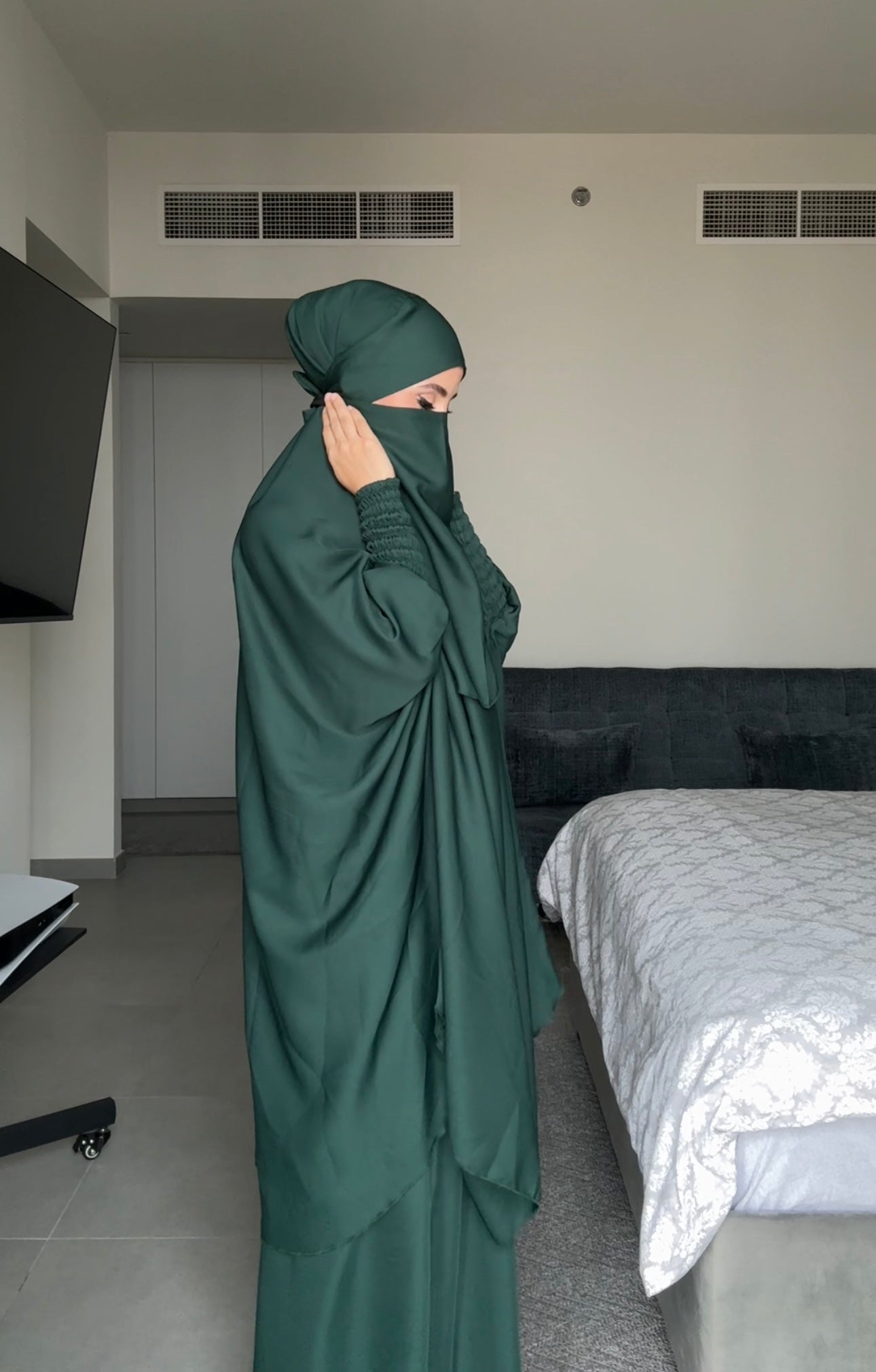 3 piece Emerald Green Jilbab/Khimar with Nikab