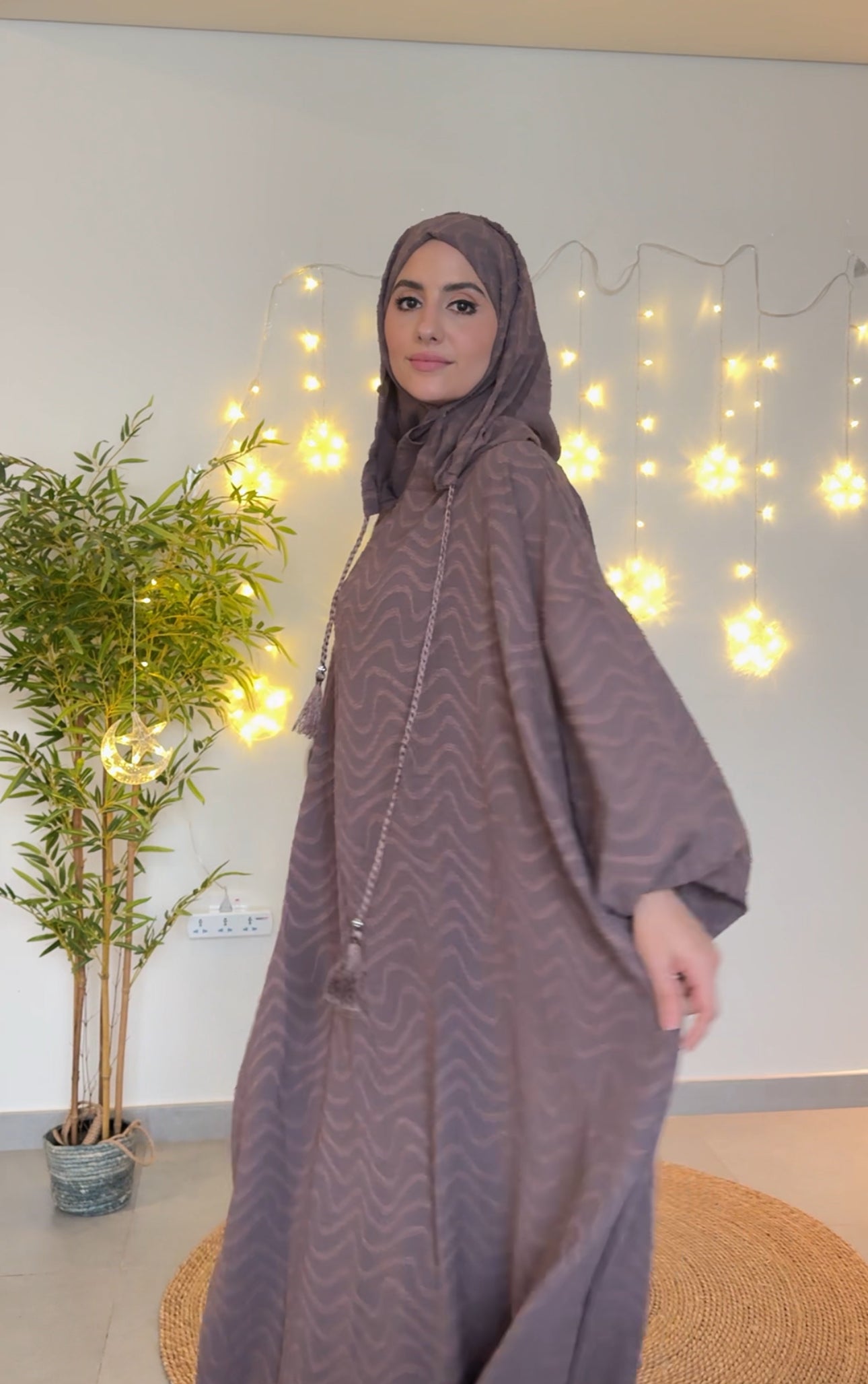 Brown burqa with pattern