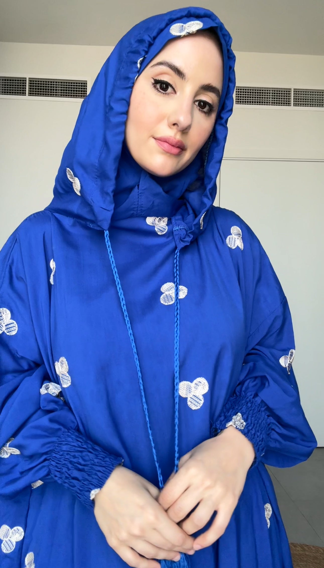 Navy with big white dots burqa
