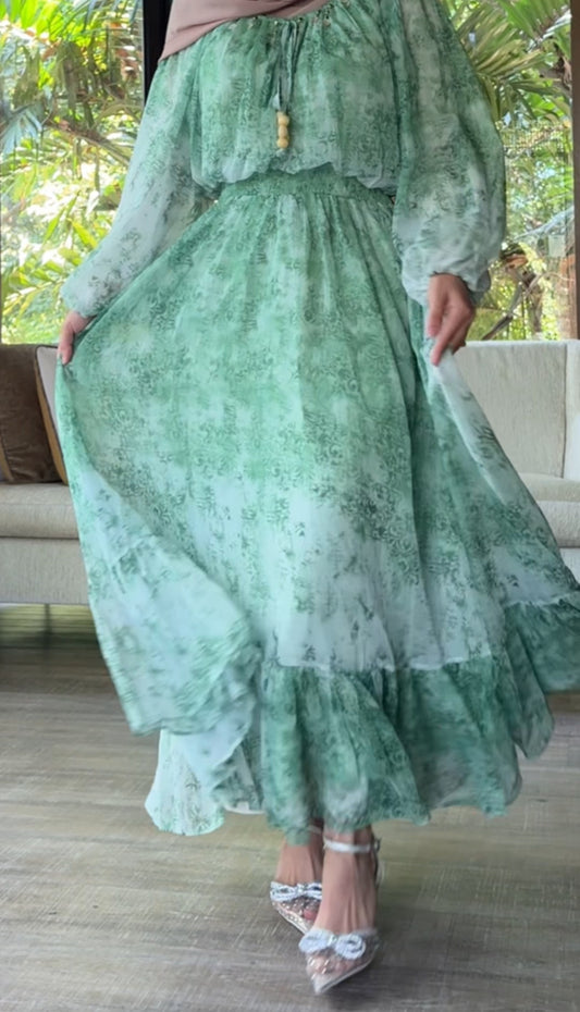 Green flow dress
