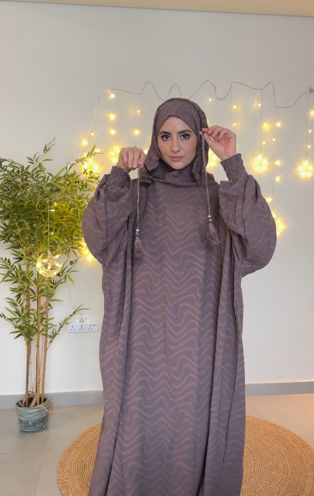 Brown burqa with pattern