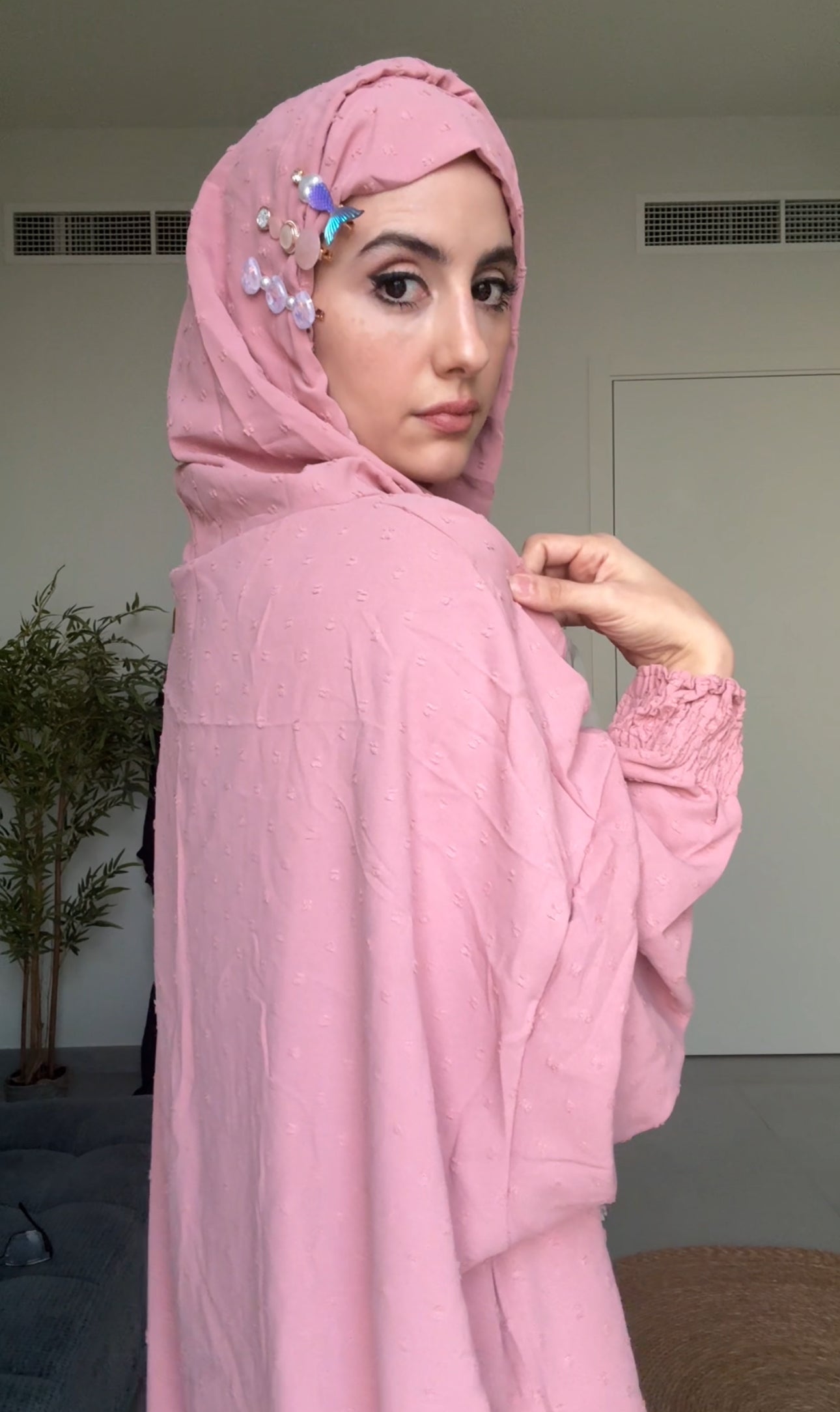 Baby pink burqa with pink dots