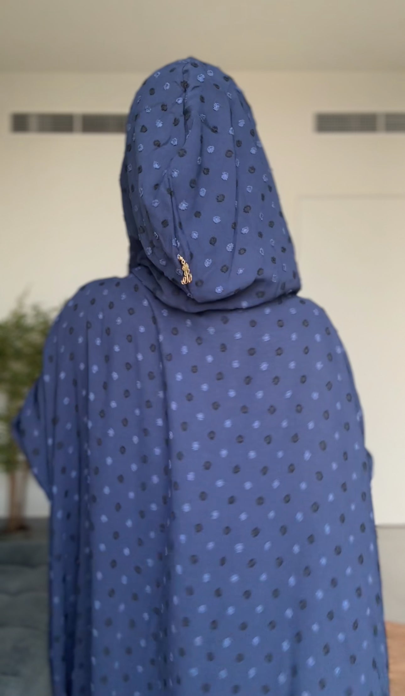 Navy burqa with black dots