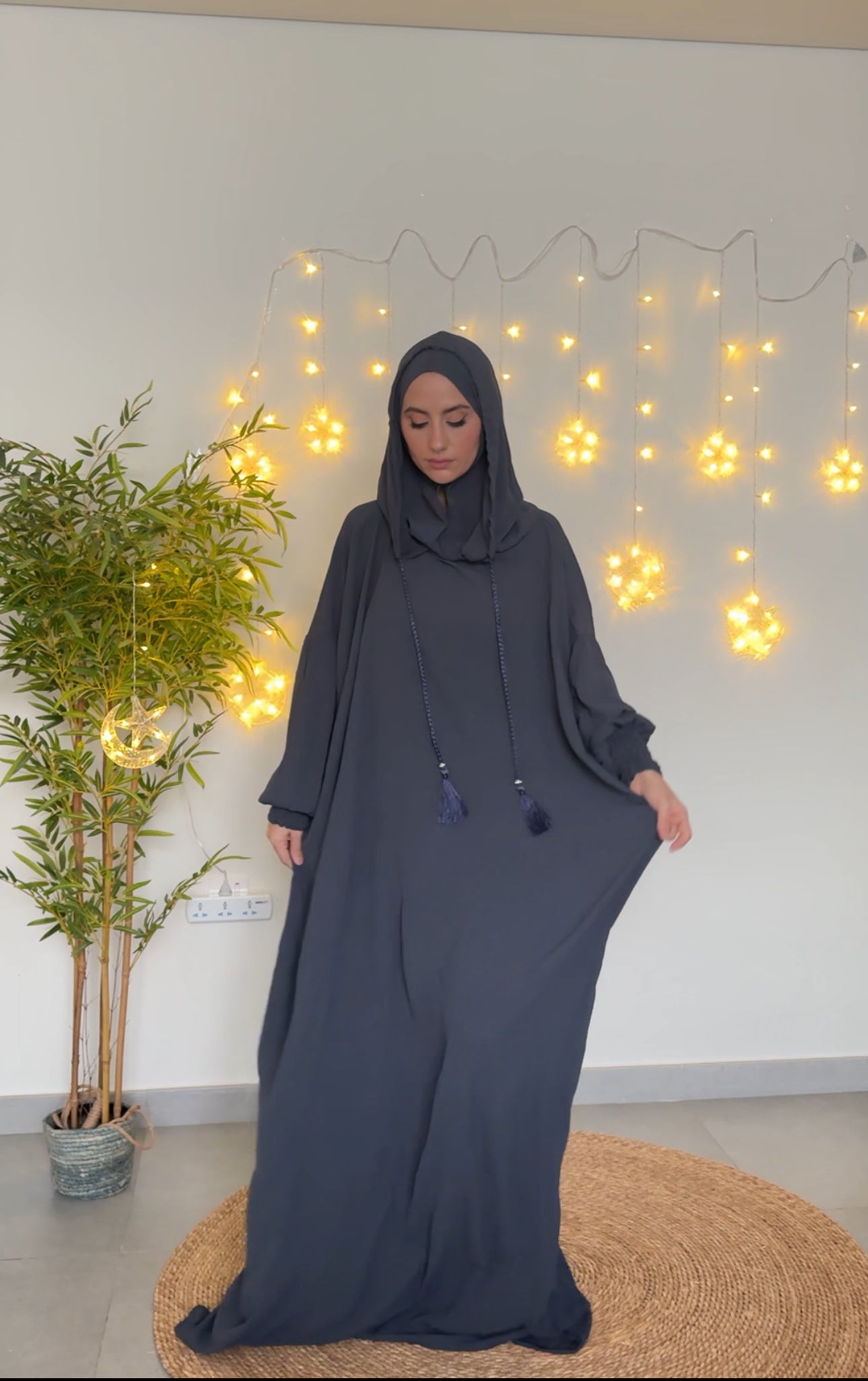 Dark Grey burqa with no dots