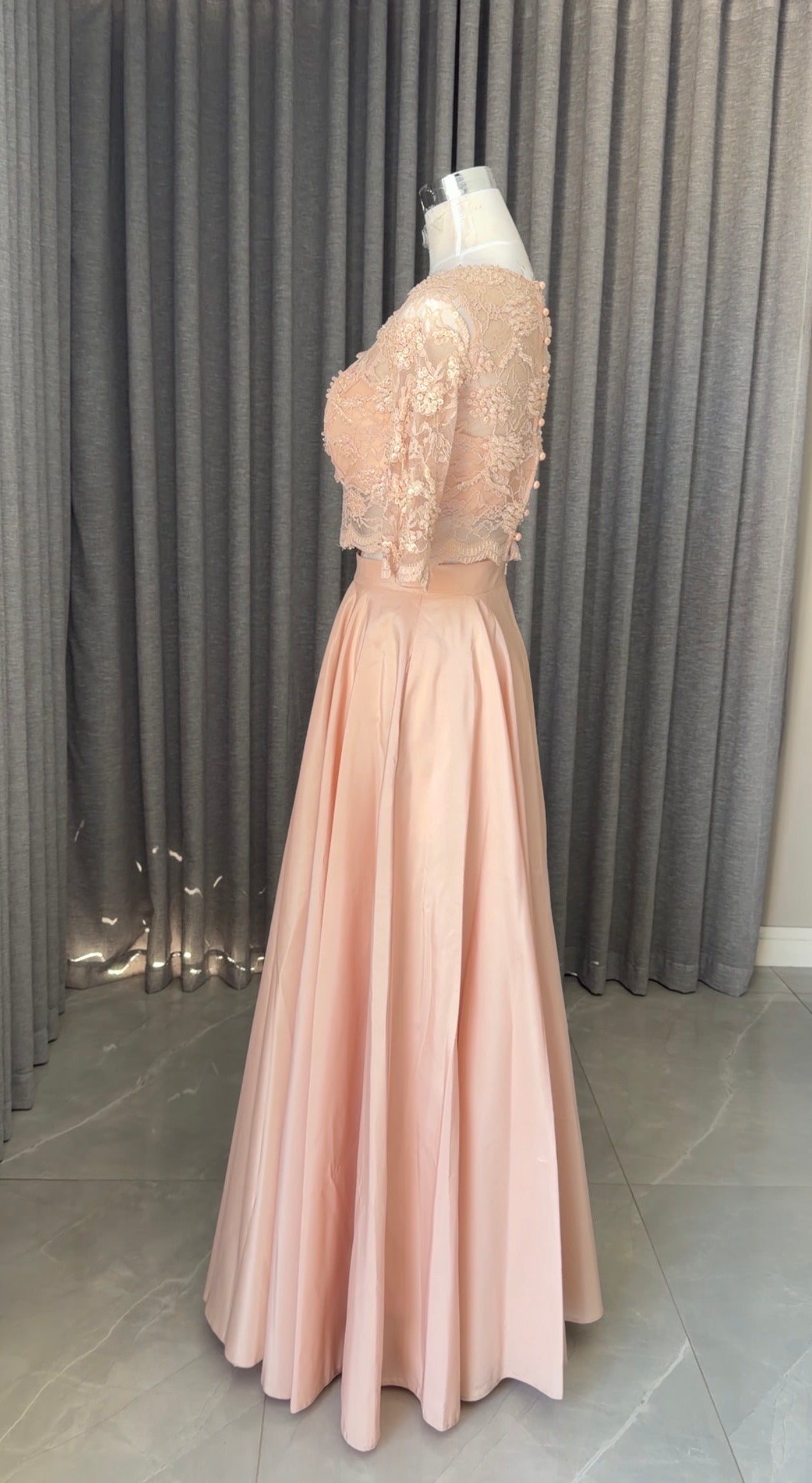 Peach beaded set with skirt