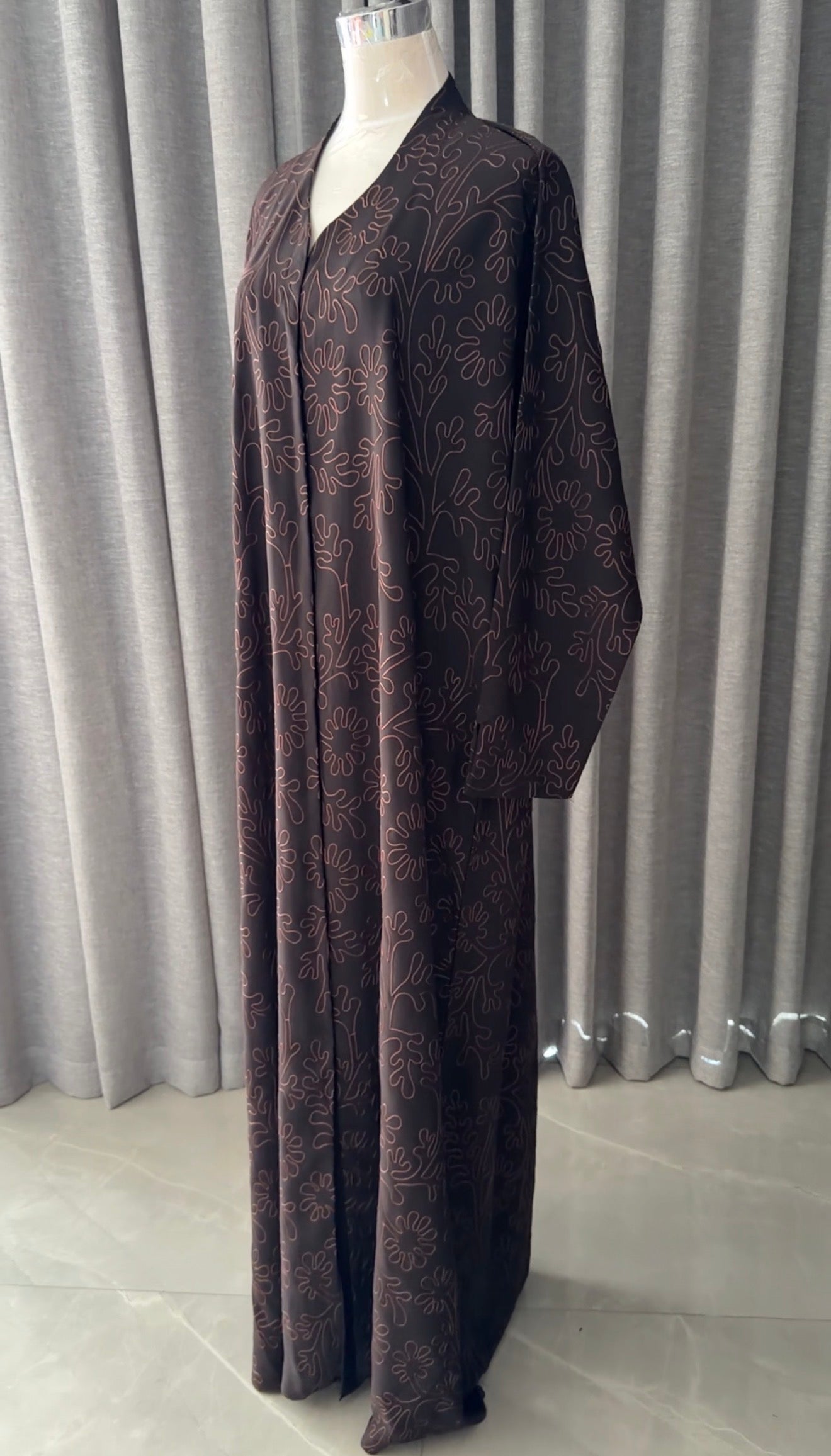 Brown embroidery abayah