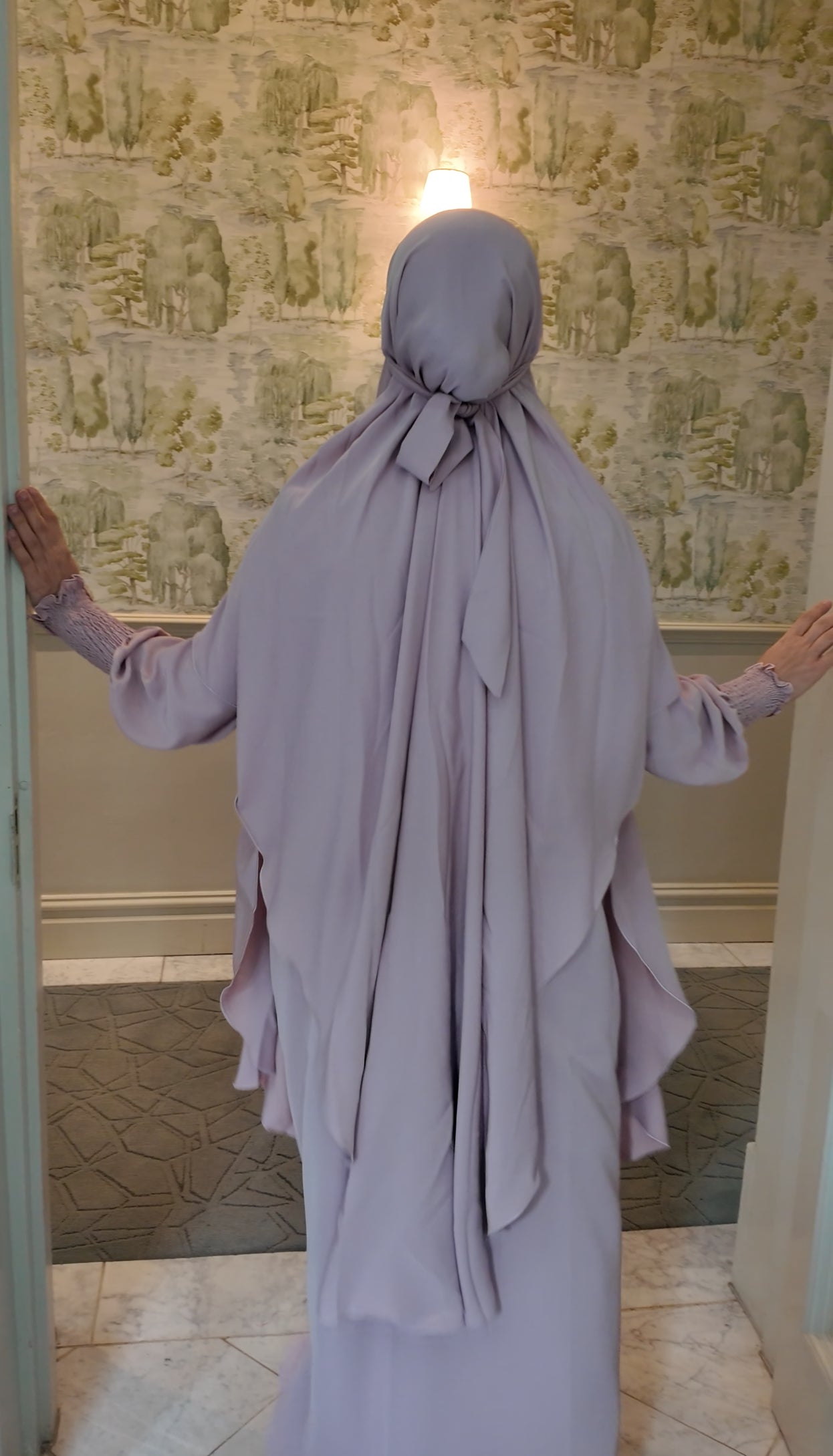 Pink Nada fabric Jilbab with long sleeve inner