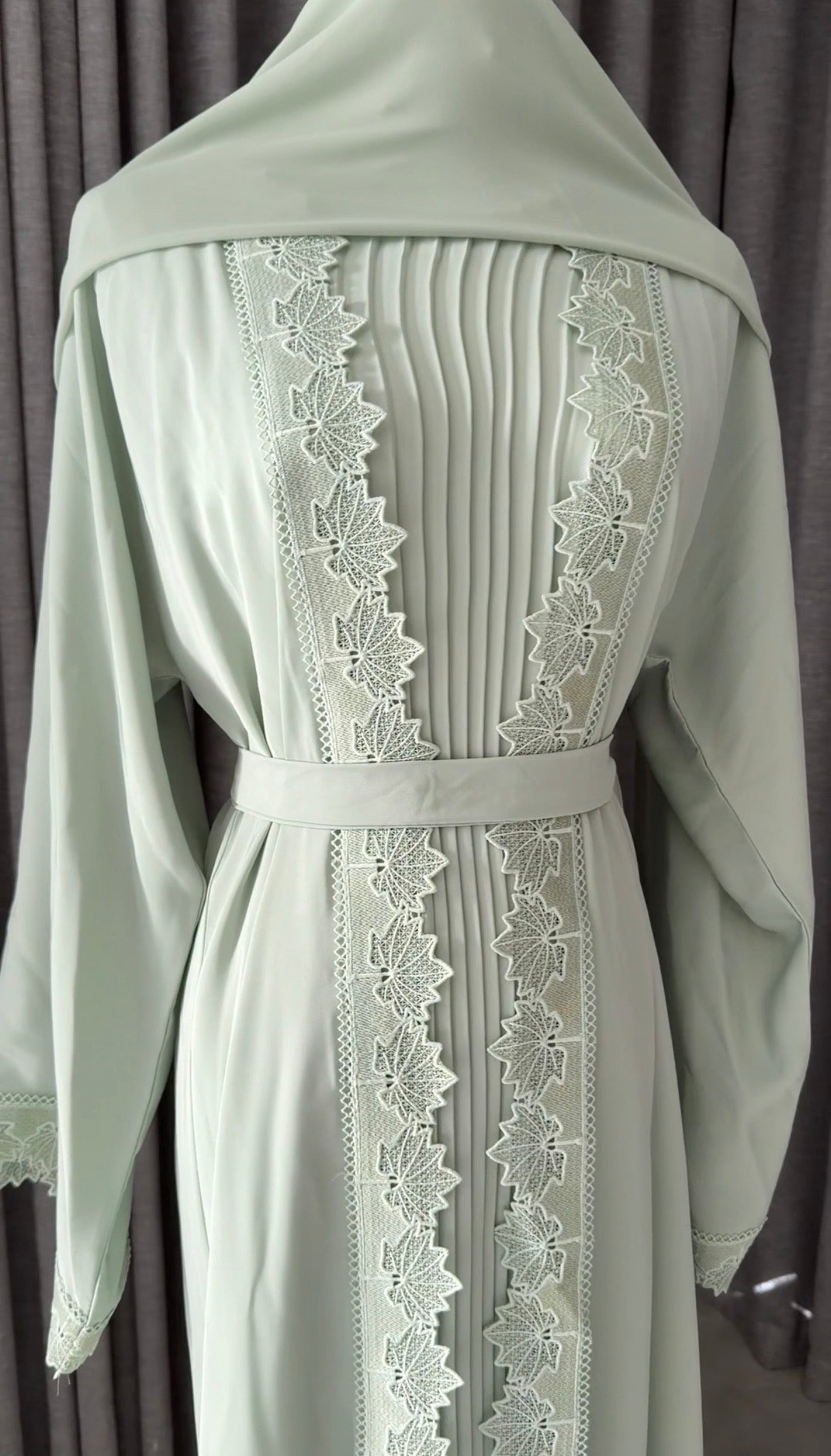 Green Lace Abayah with Inner and Belt