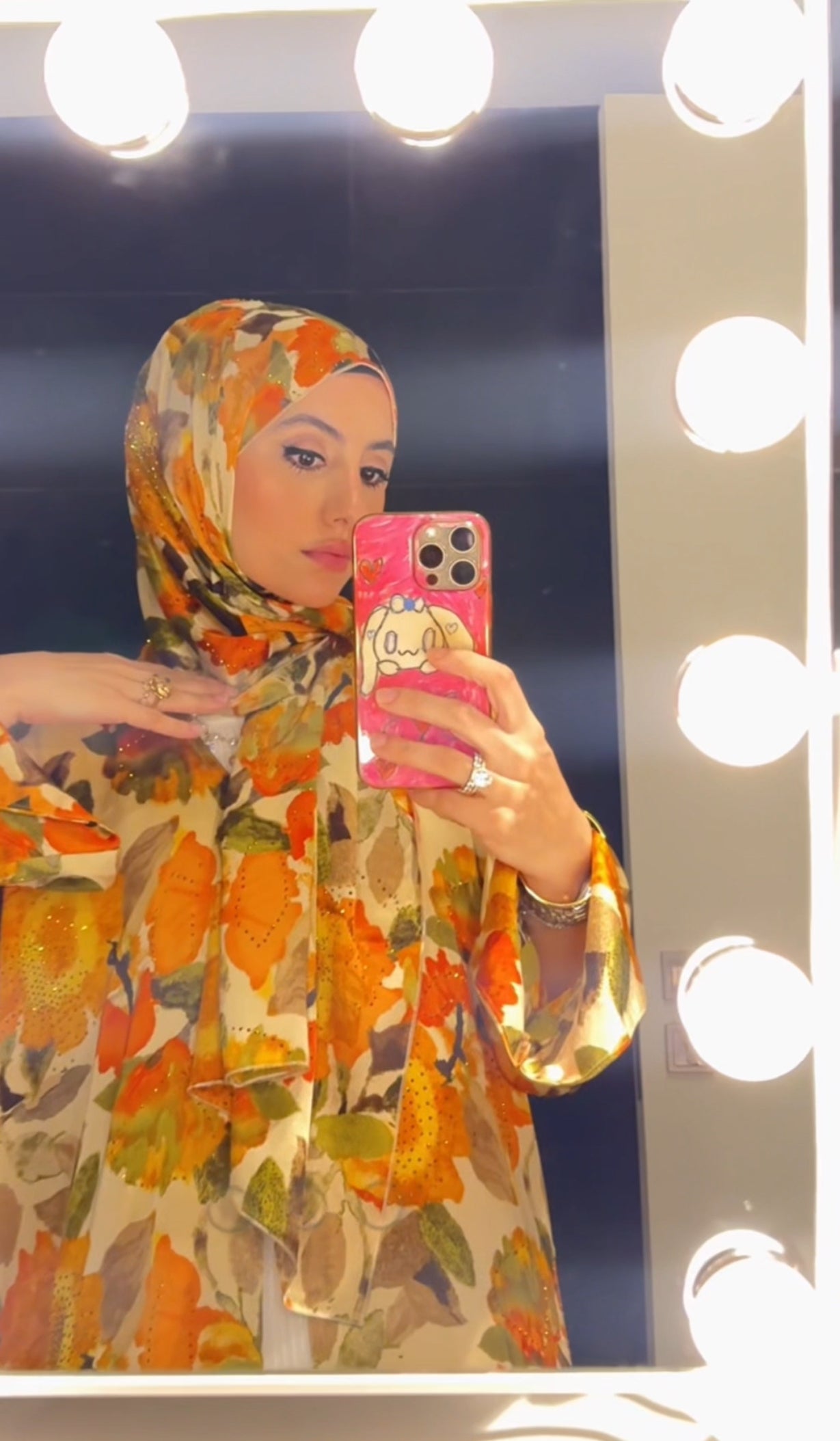 Orange 🍊 floral Abayah with matching scarf