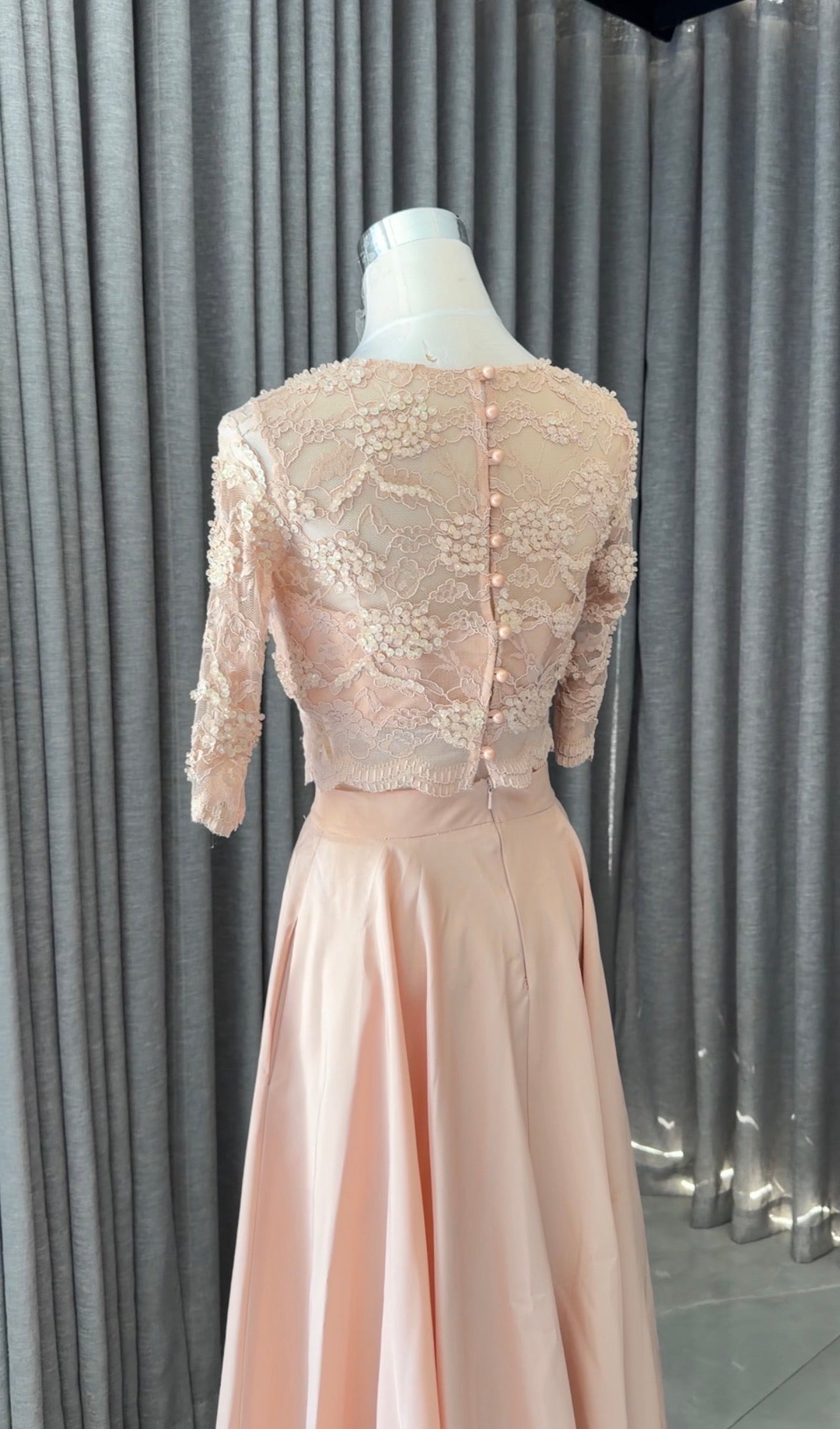 Peach beaded set with skirt