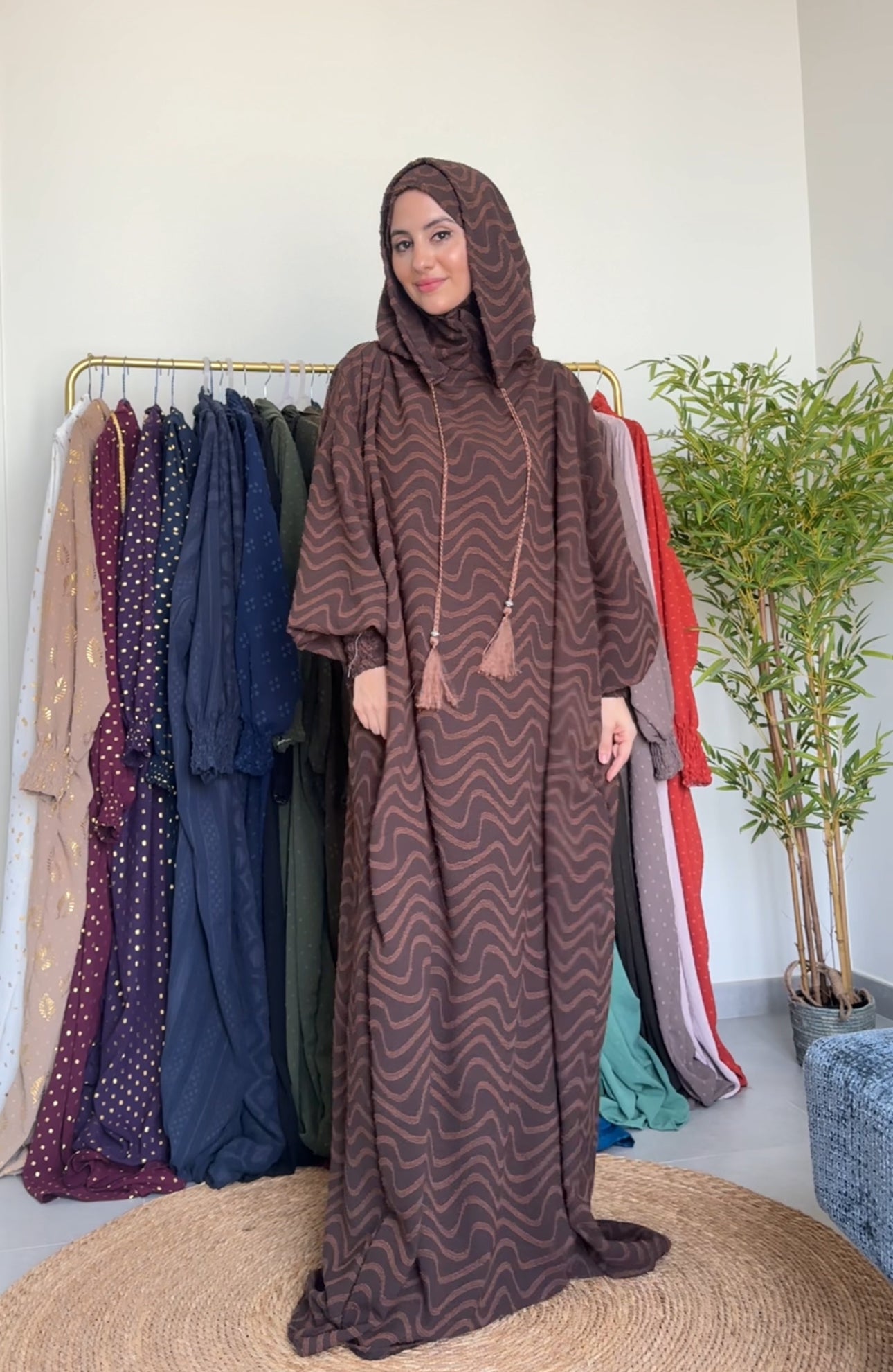 Brown burqa with pattern