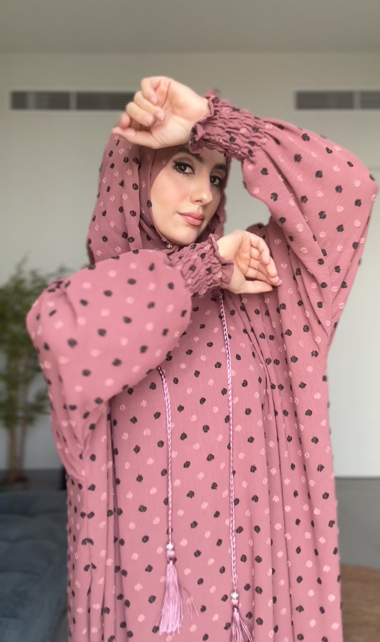 Charisma Coral burqa with black dots