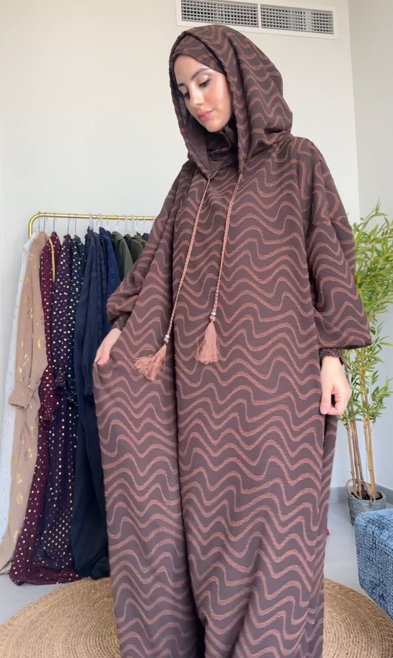 Brown burqa with pattern