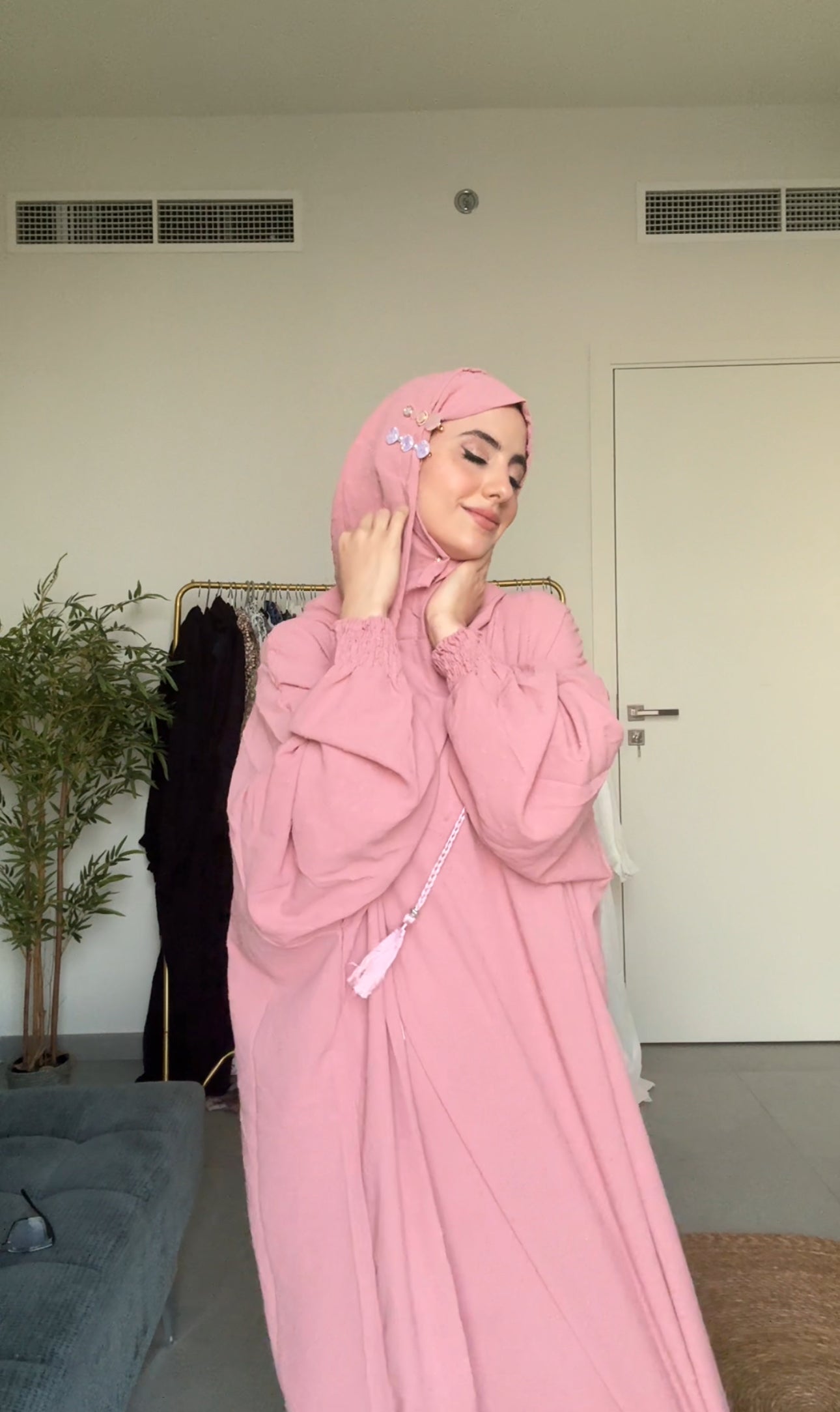 Baby pink burqa with pink dots