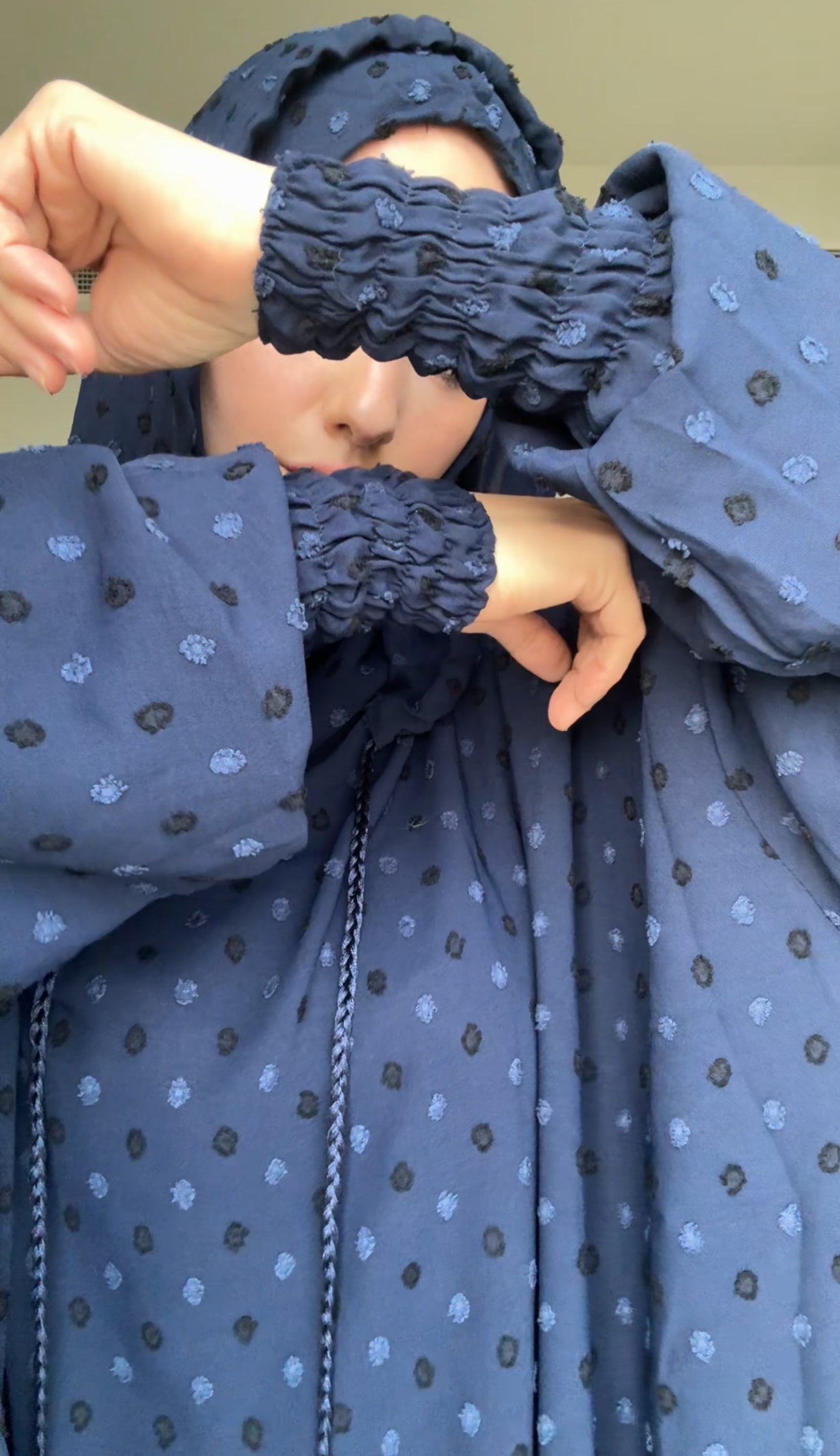 Navy burqa with black dots