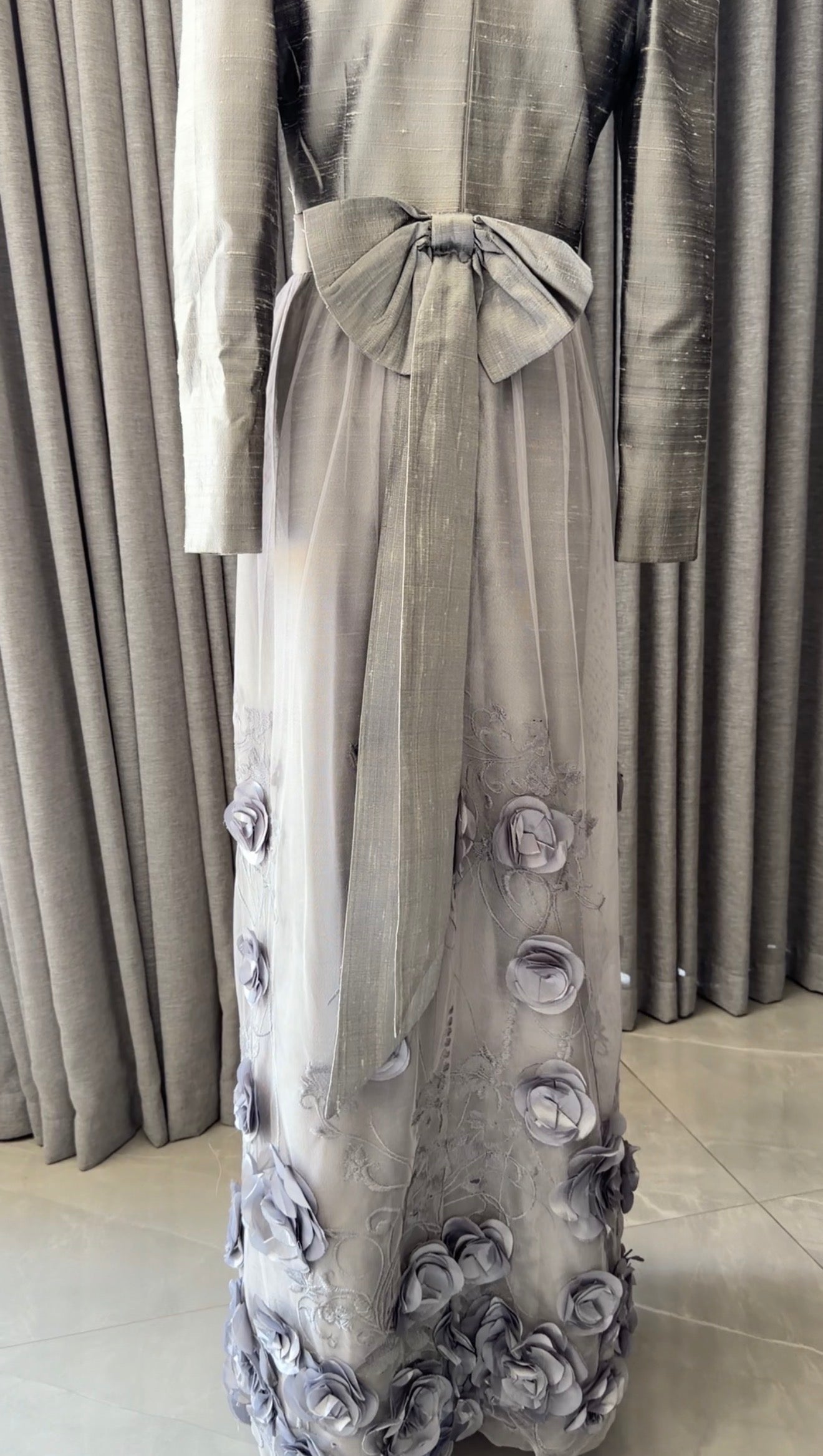 Silver floral lace dress