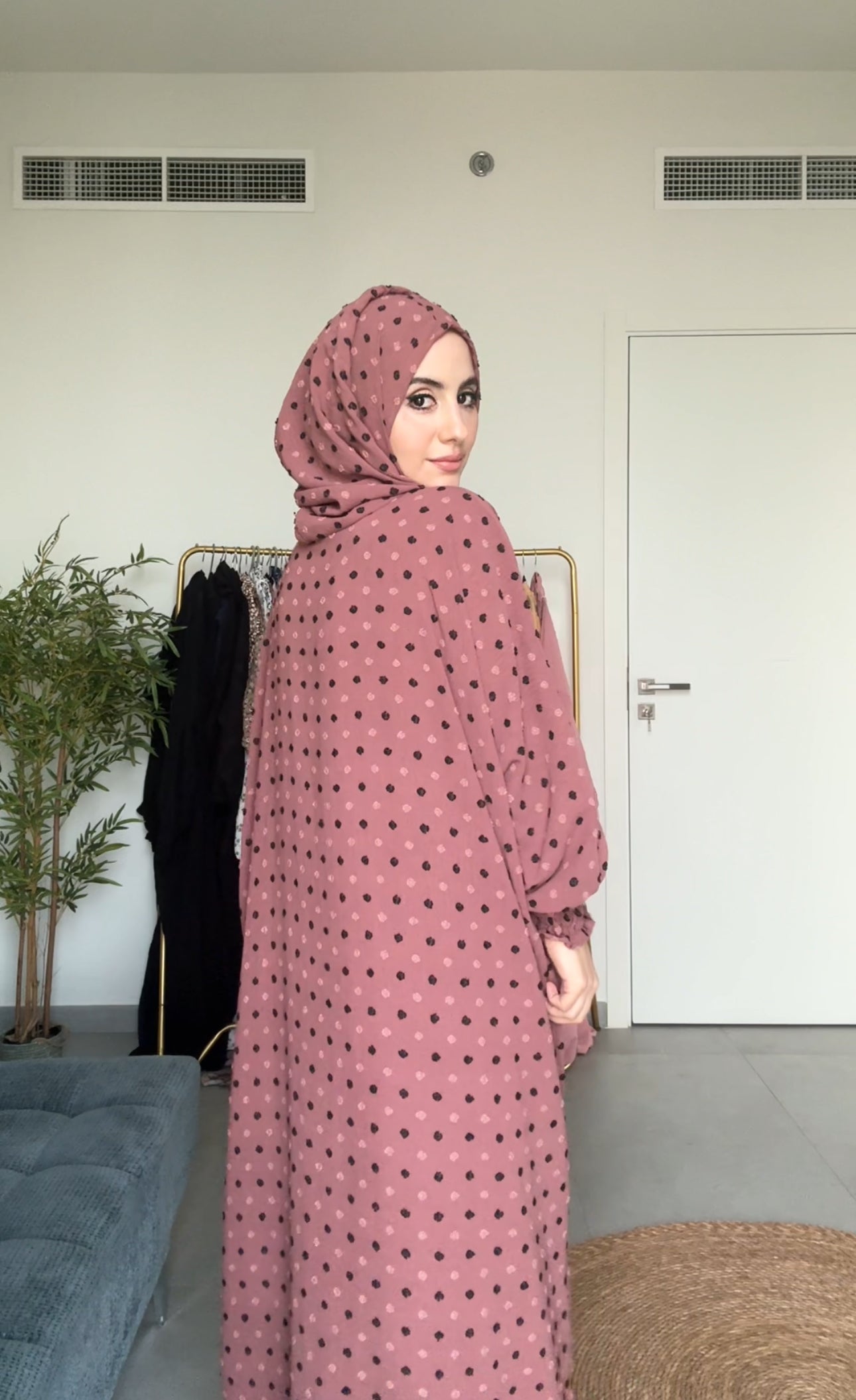 Charisma Coral burqa with black dots