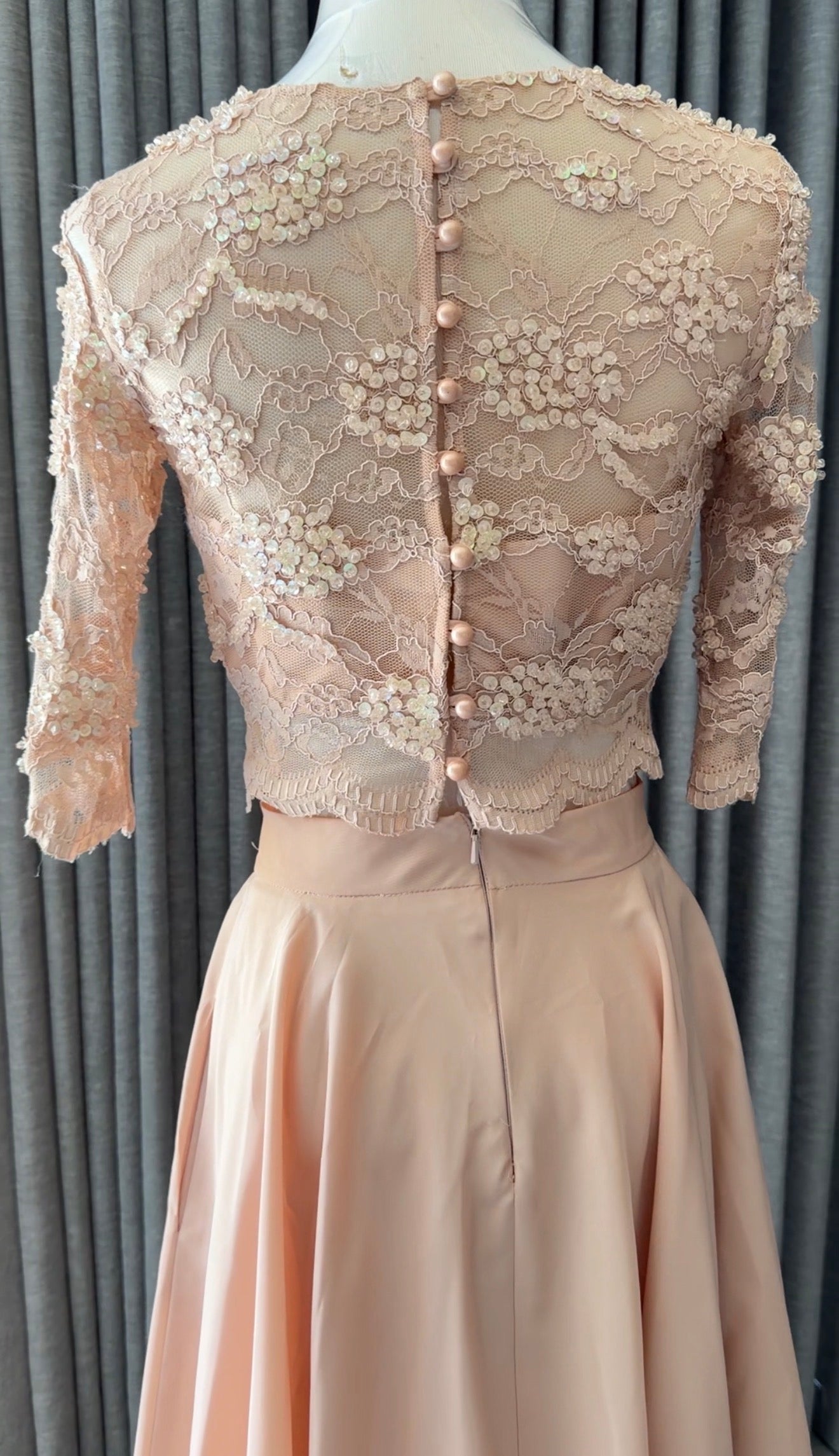 Peach beaded set with skirt