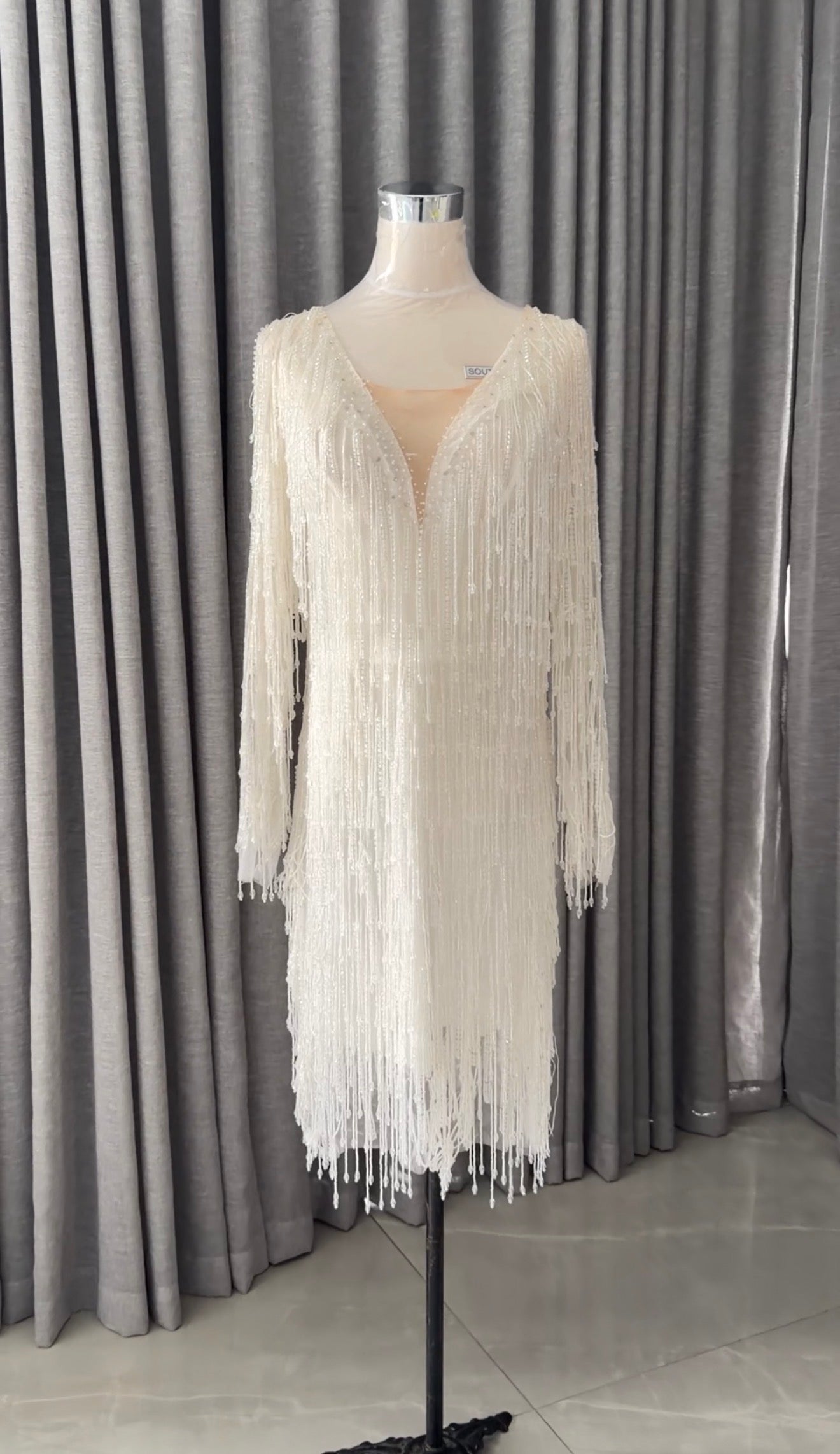 White beaded bridal dress