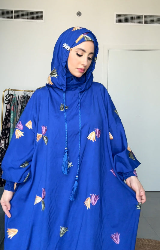 Navy with colorful floral burqa