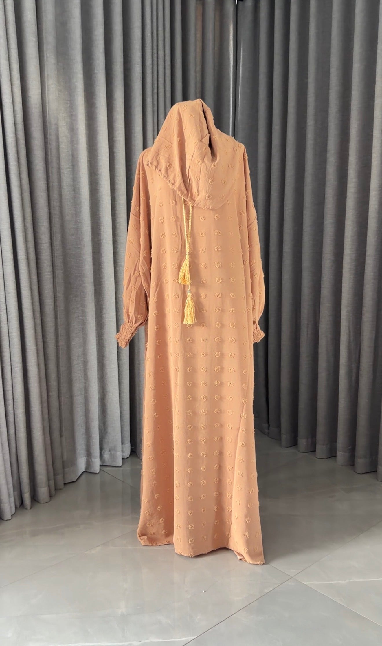 Beige burqa with big dots