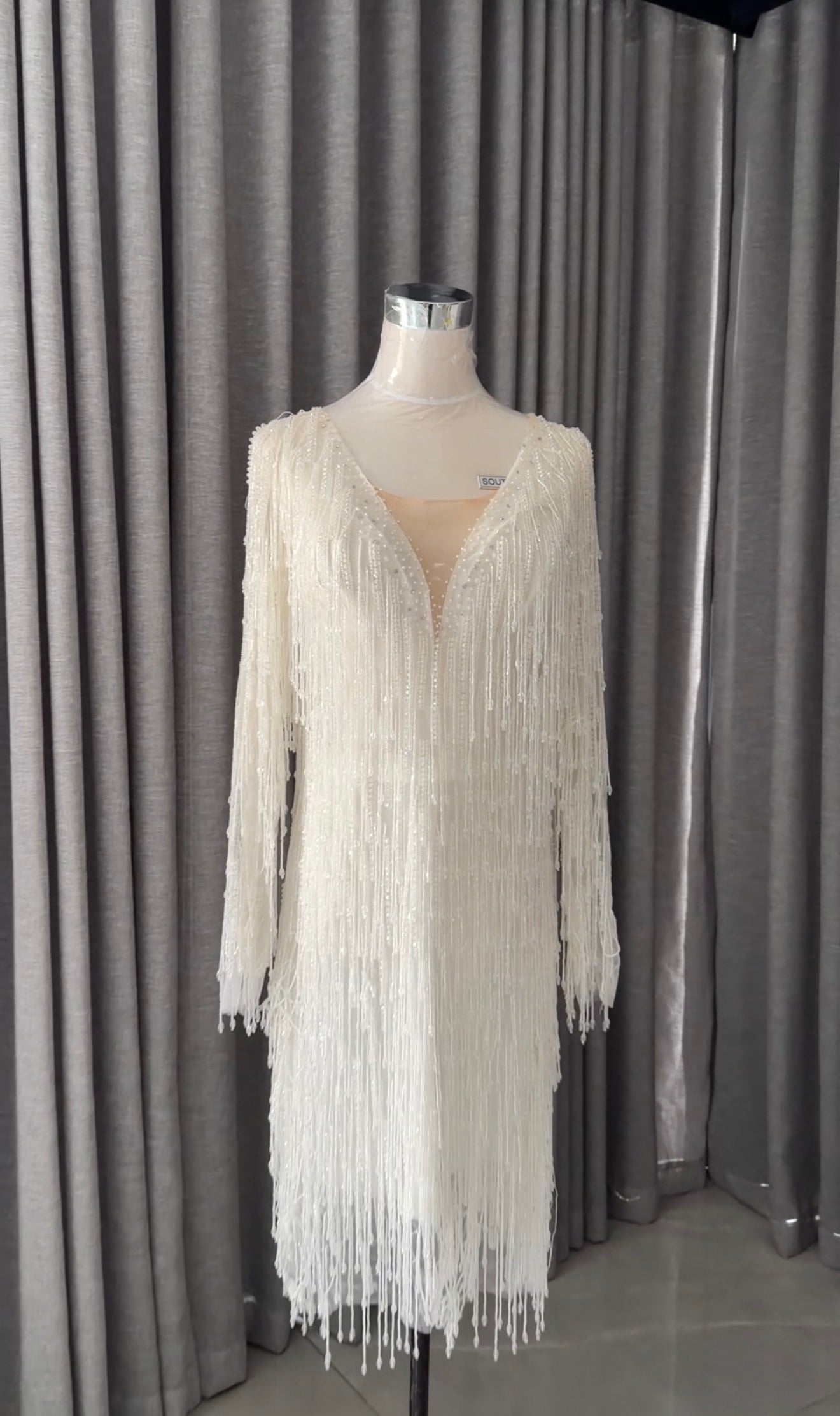 White beaded bridal dress