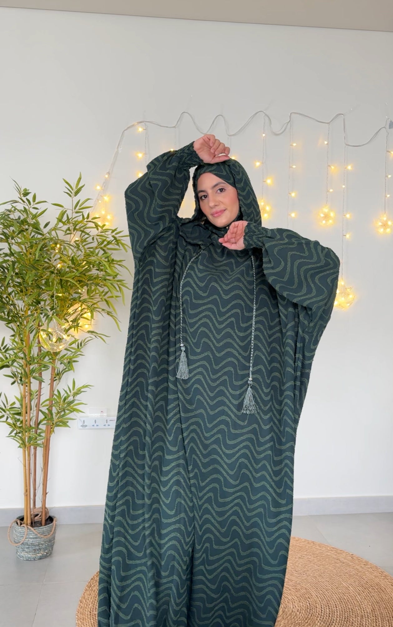 Dark green burqa with pattern