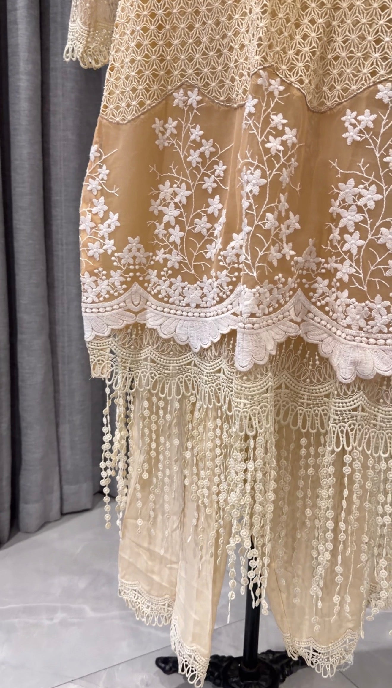 Off-white Sari with pants