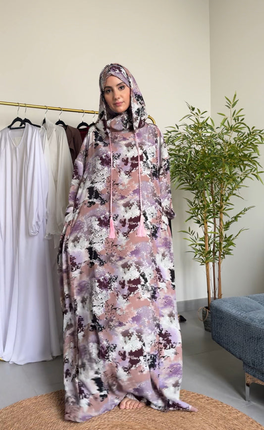 Purple tones burqa with pockets