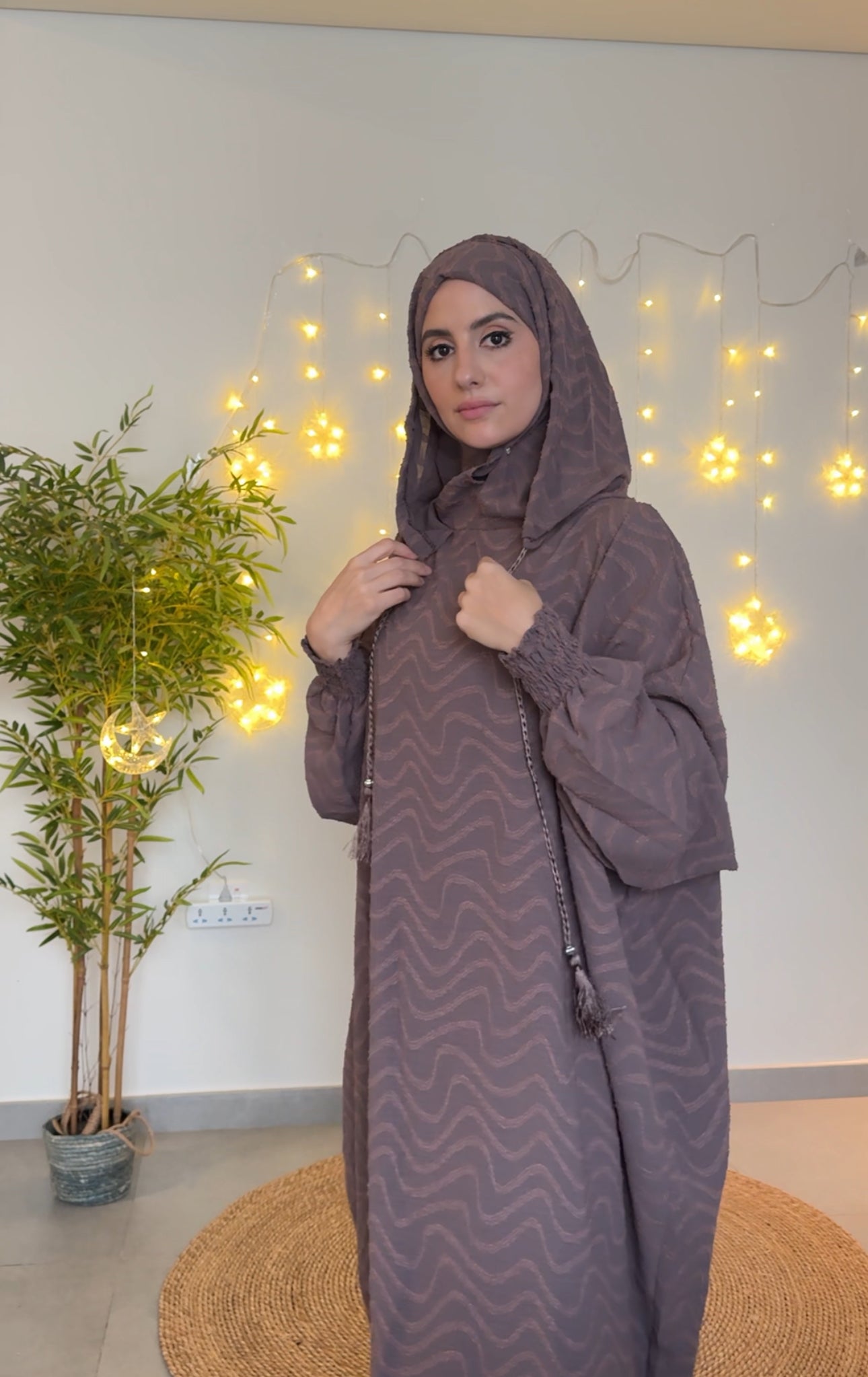 Brown burqa with pattern