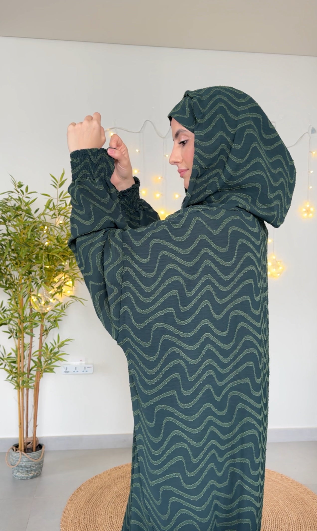 Dark green burqa with pattern