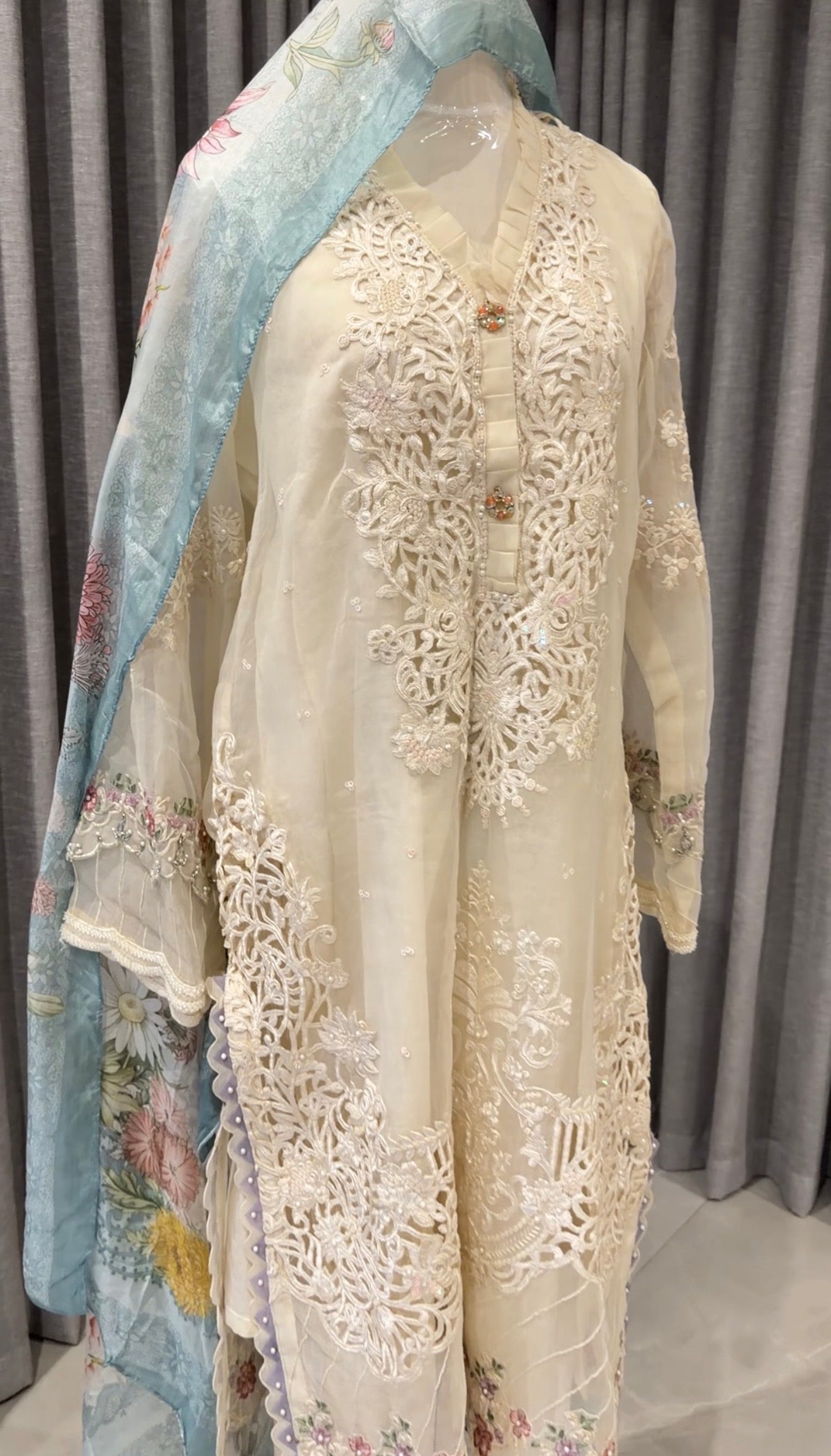 Sari with pants and scarf