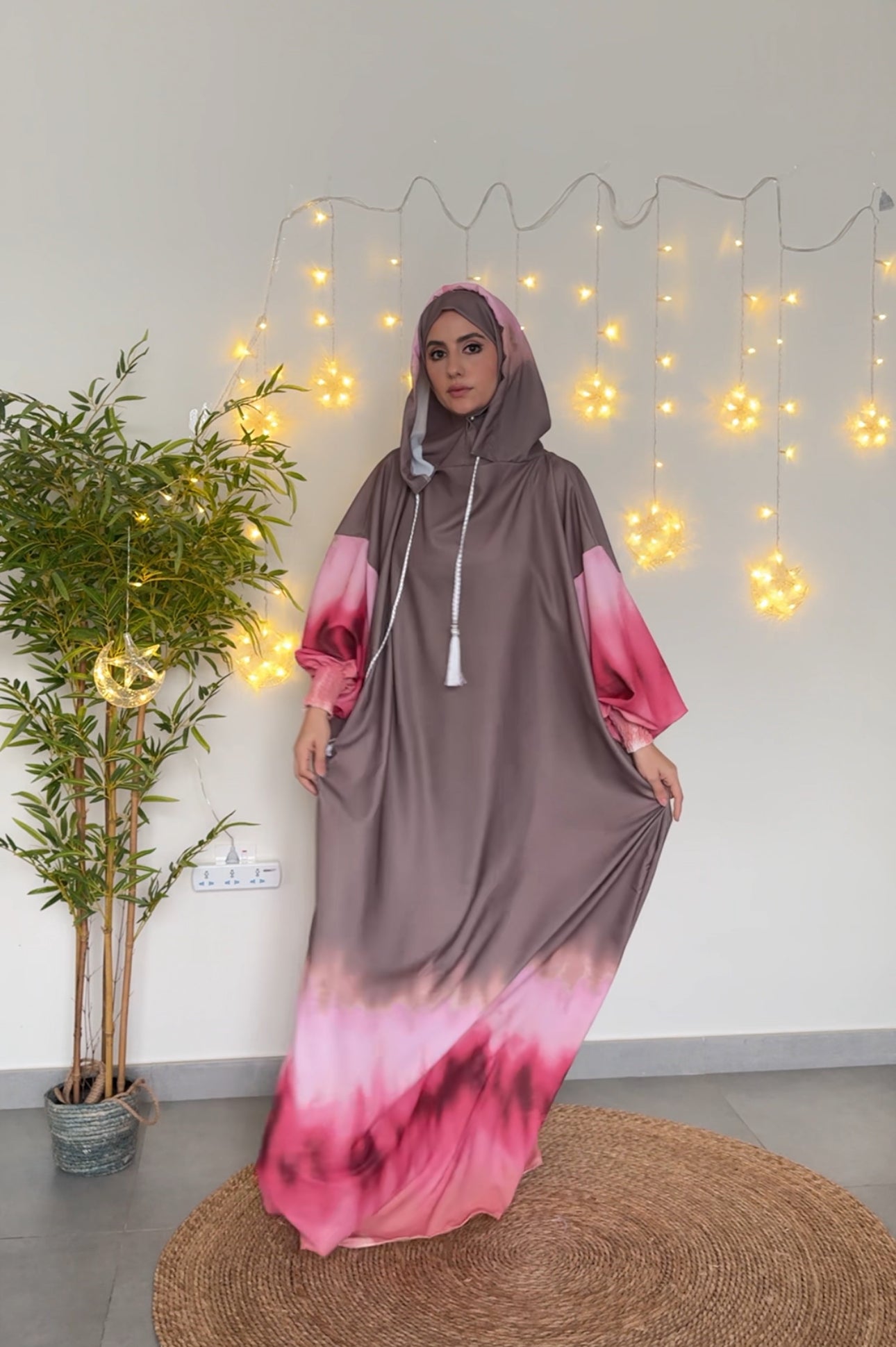 Pink and brown dye burqa