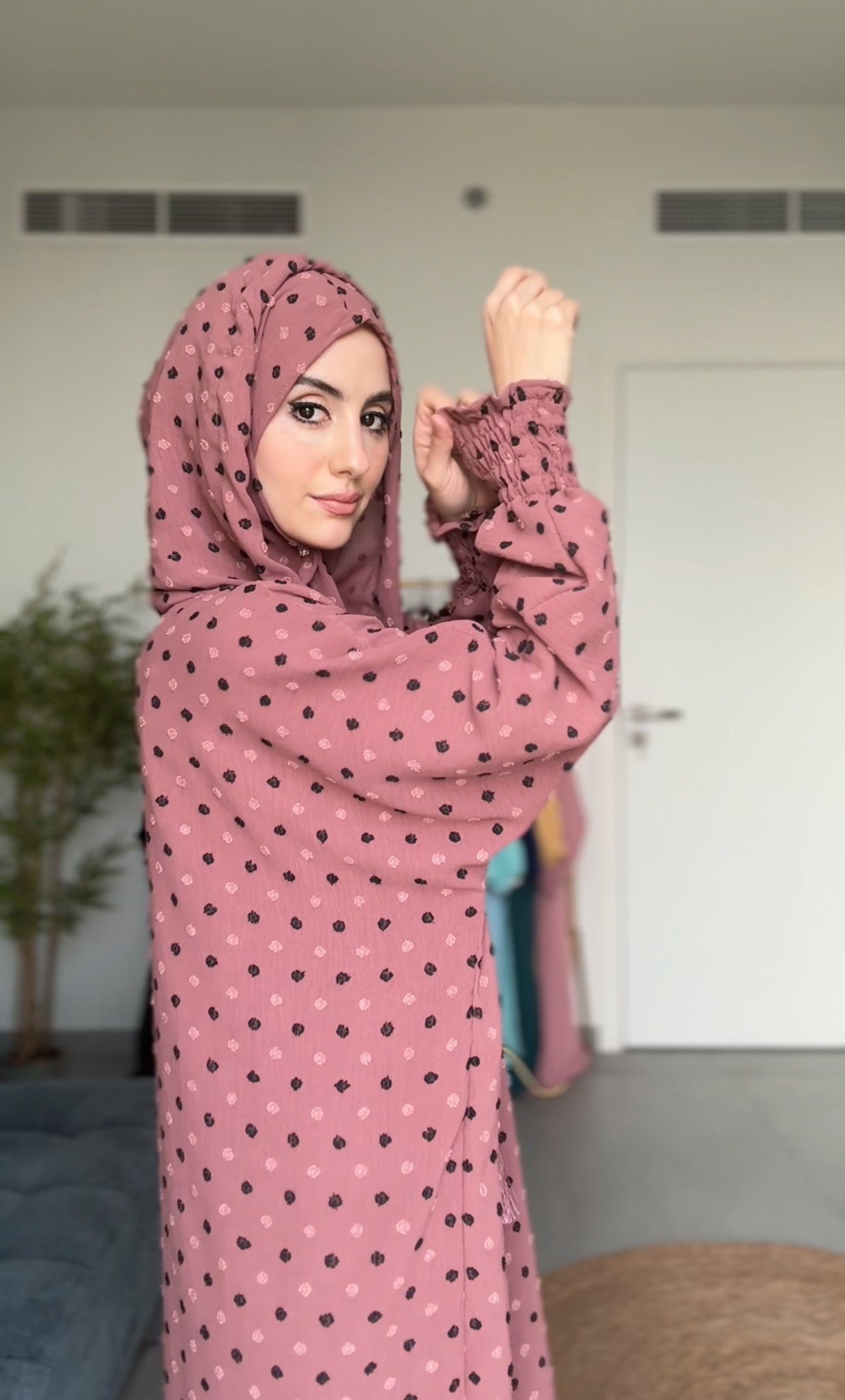 Charisma Coral burqa with black dots