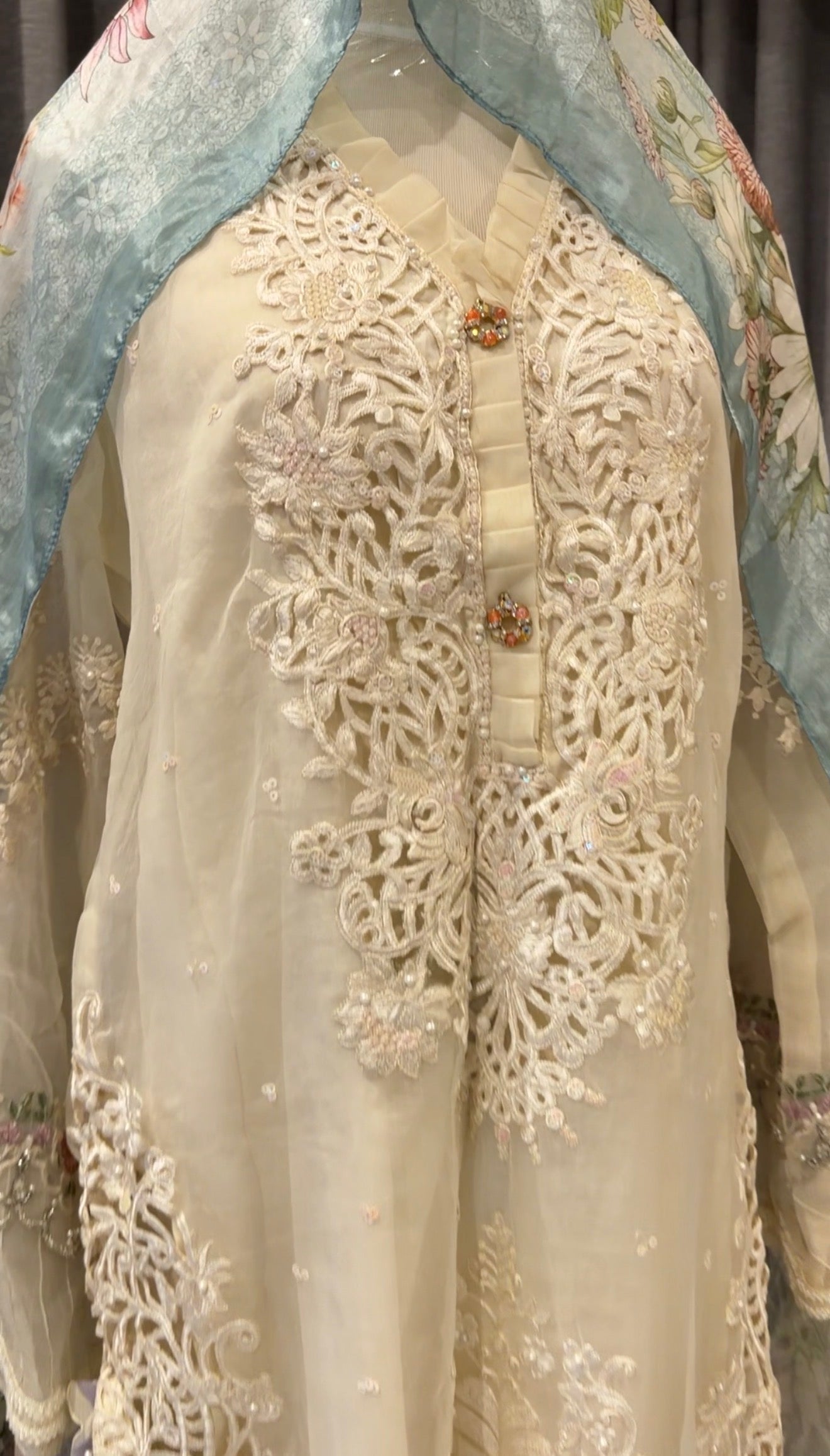 Sari with pants and scarf