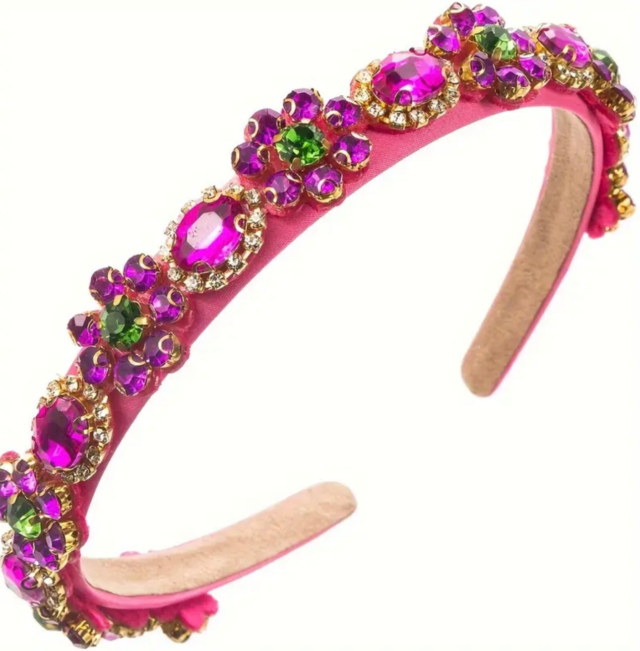 Pink with pink flower Beadwork Alice Band