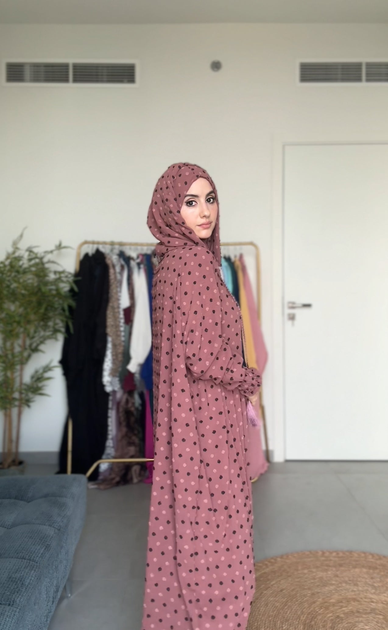 Charisma Coral burqa with black dots