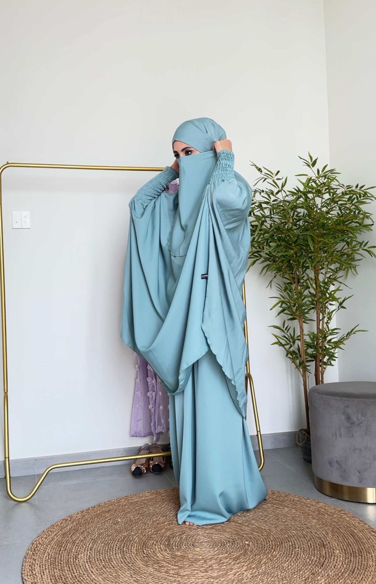 3 piece Sky Blue Jilbab/Khimar with Nikab