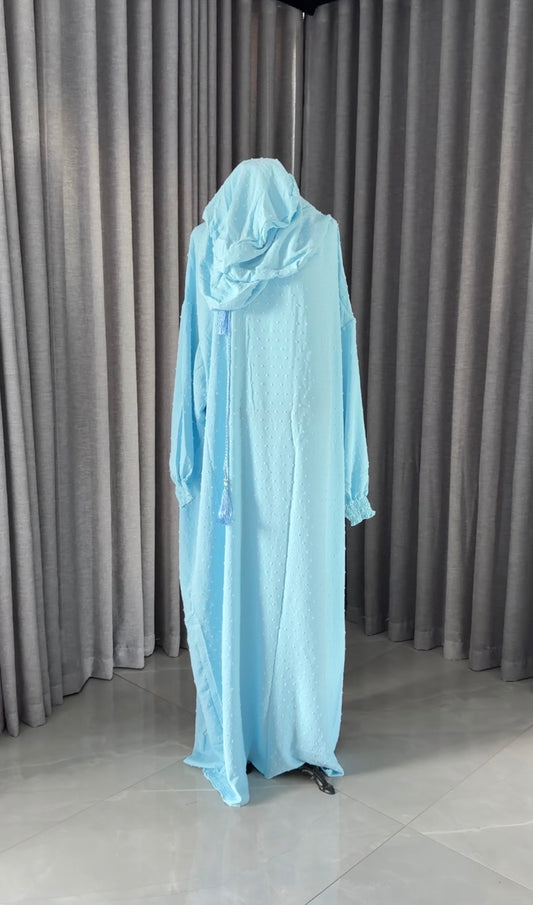 Baby blue burqa with dots