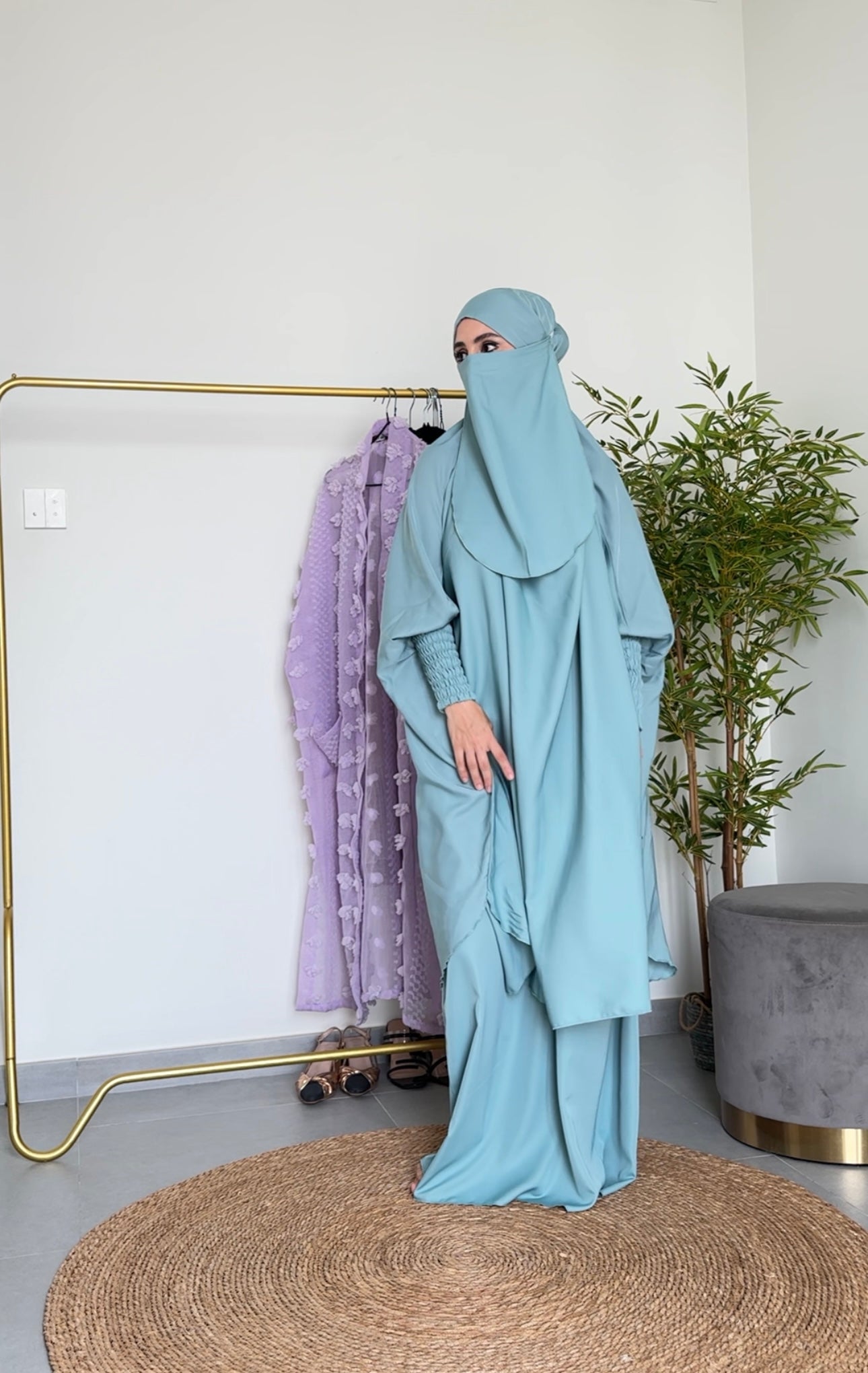 3 piece Sky Blue Jilbab/Khimar with Nikab