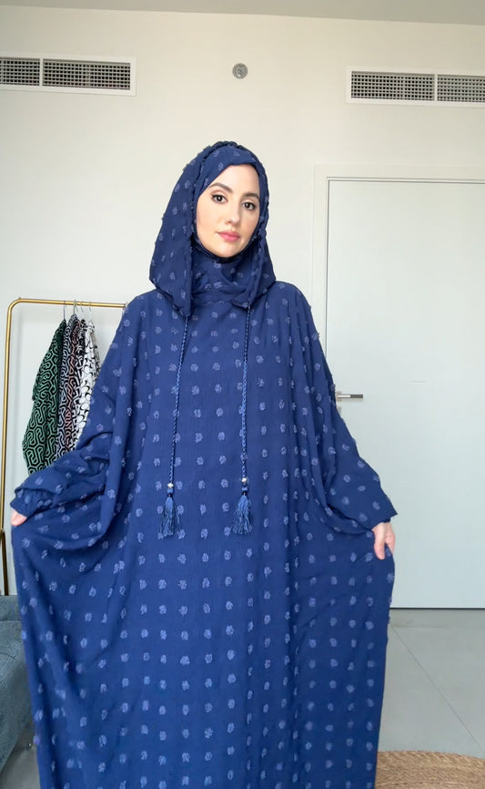 Navy with big dots burqa