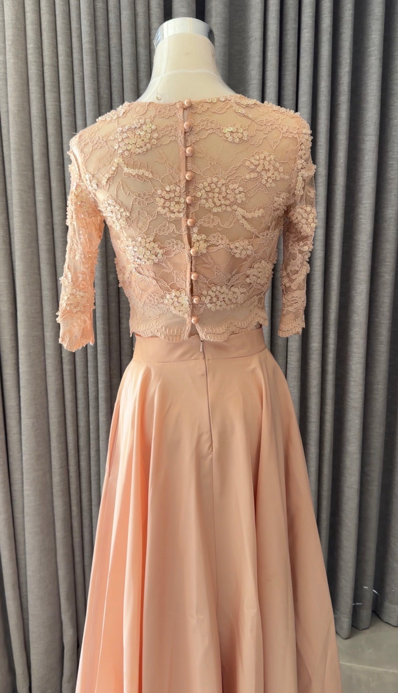 Peach beaded set with skirt