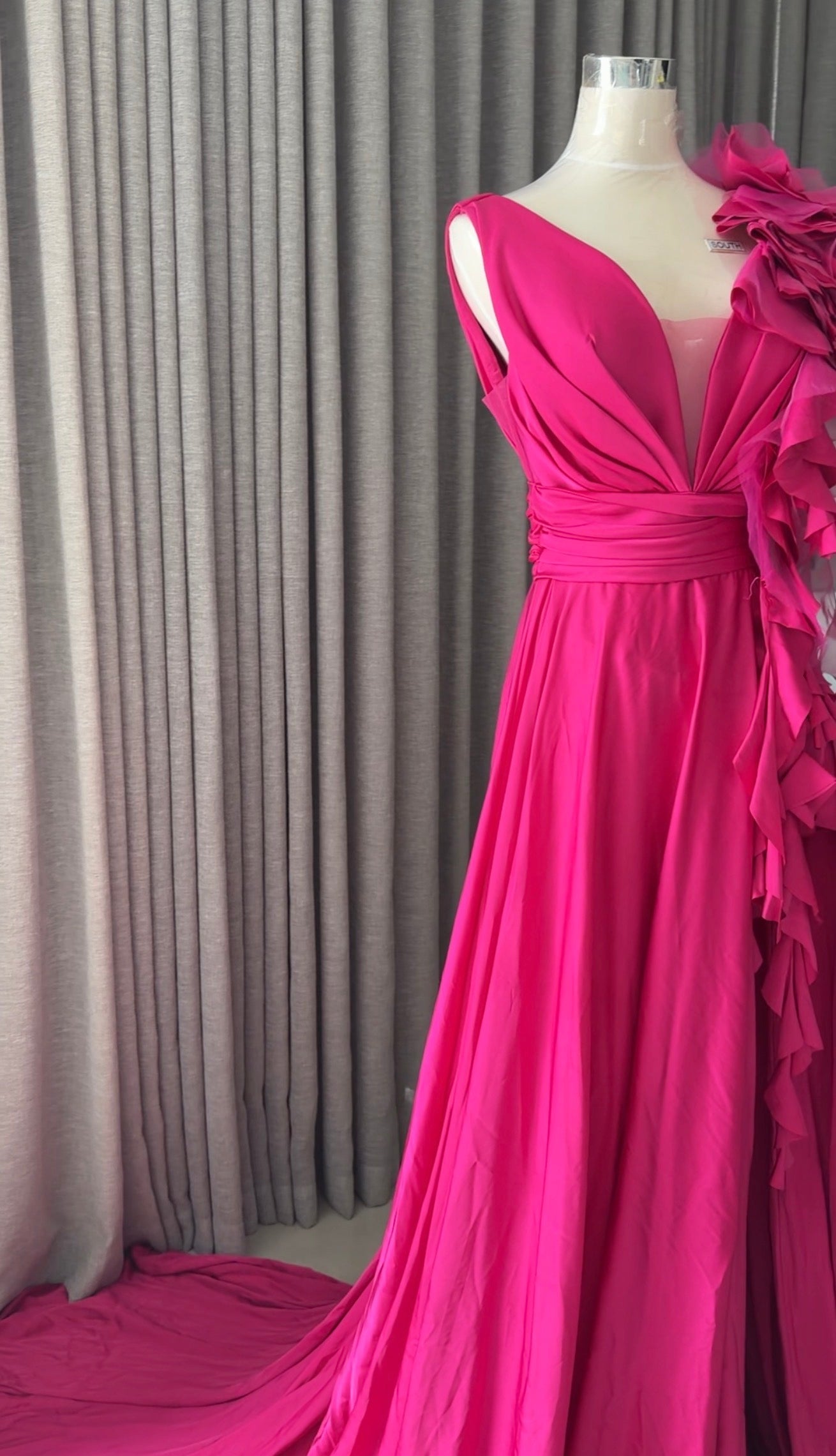 Pink floral bridal dress