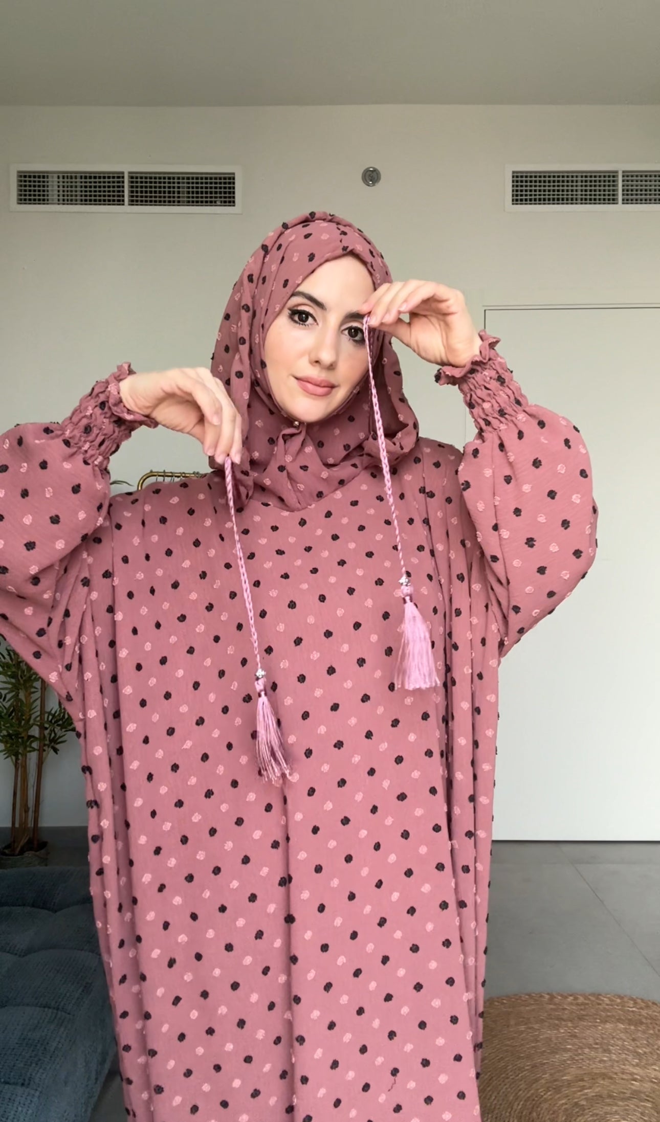 Charisma Coral burqa with black dots