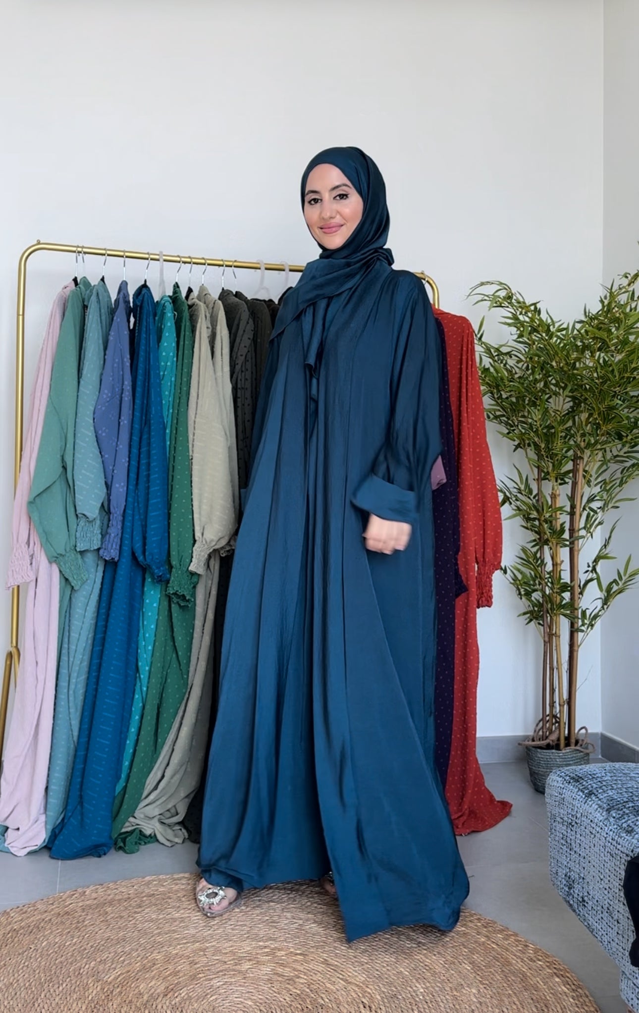 Crystal teal 2 piece abayah with inner