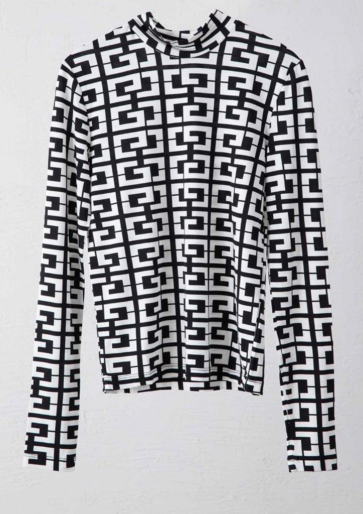 Black and white Versace print body top